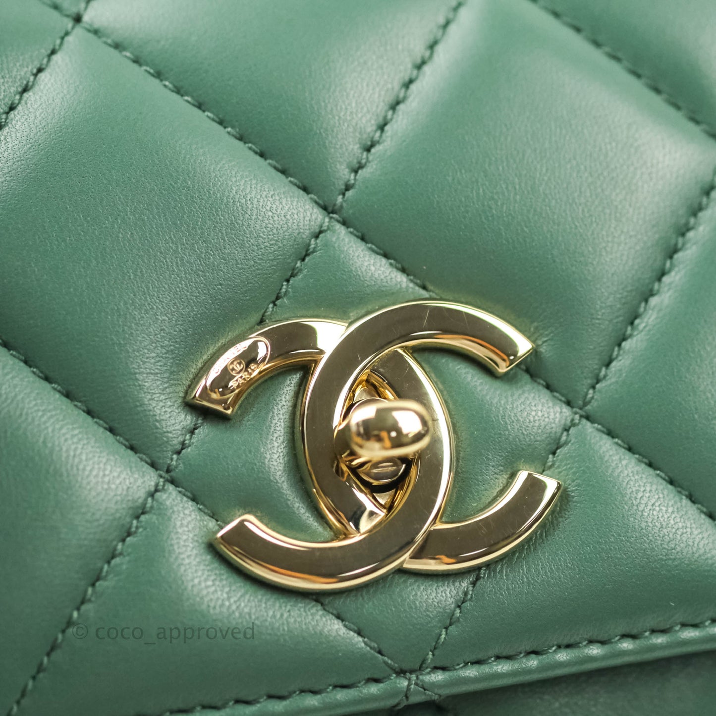 Chanel Quilted Trendy CC Small Green Lambskin Gold Hardware