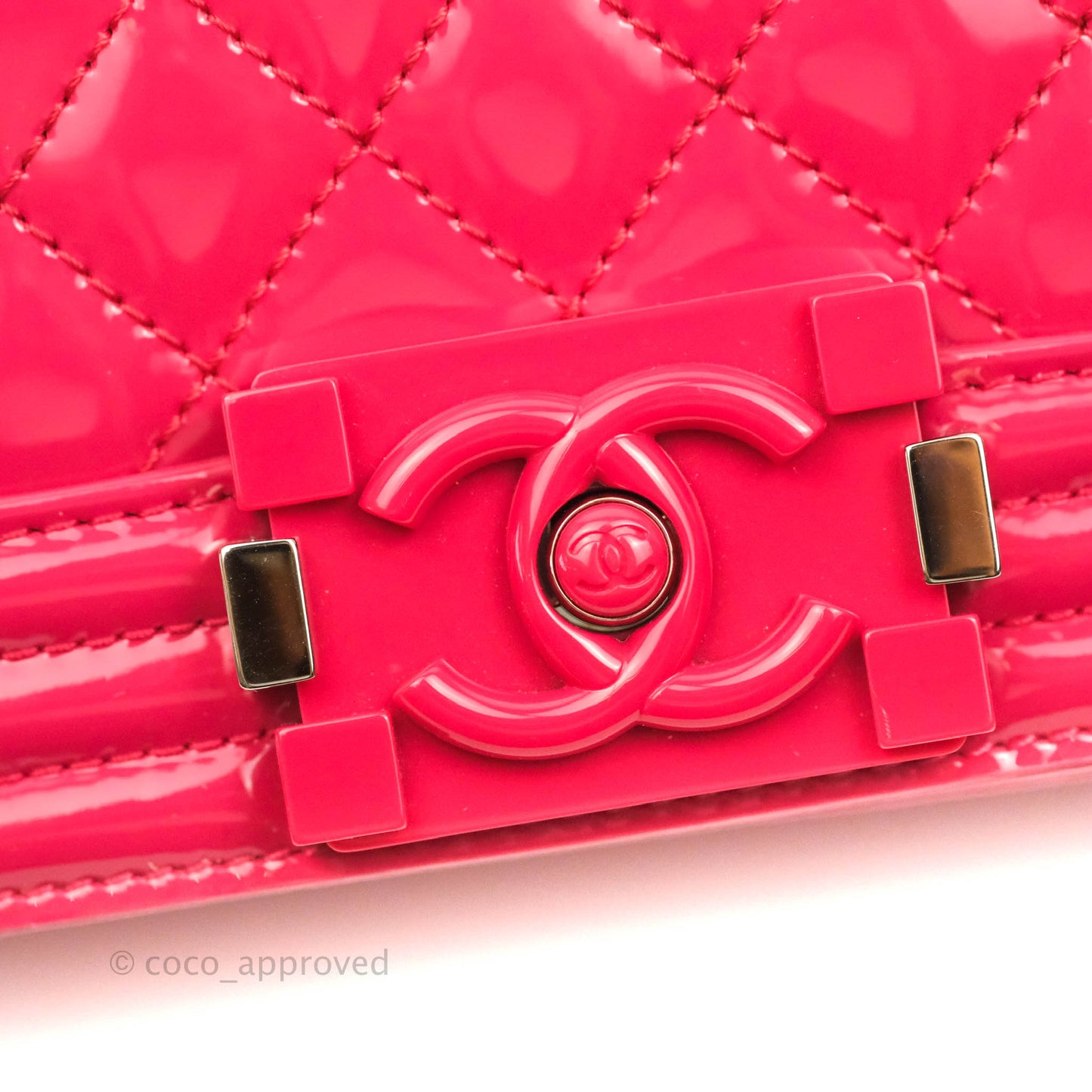 Chanel Quilted Medium Boy Bag Pink Patent Pink & Silver Hardware