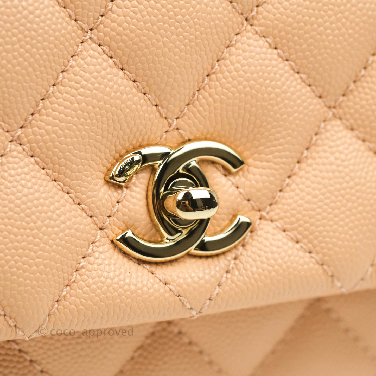 Chanel Mini Coco Handle Light Beige Pink Caviar Gold Hardware