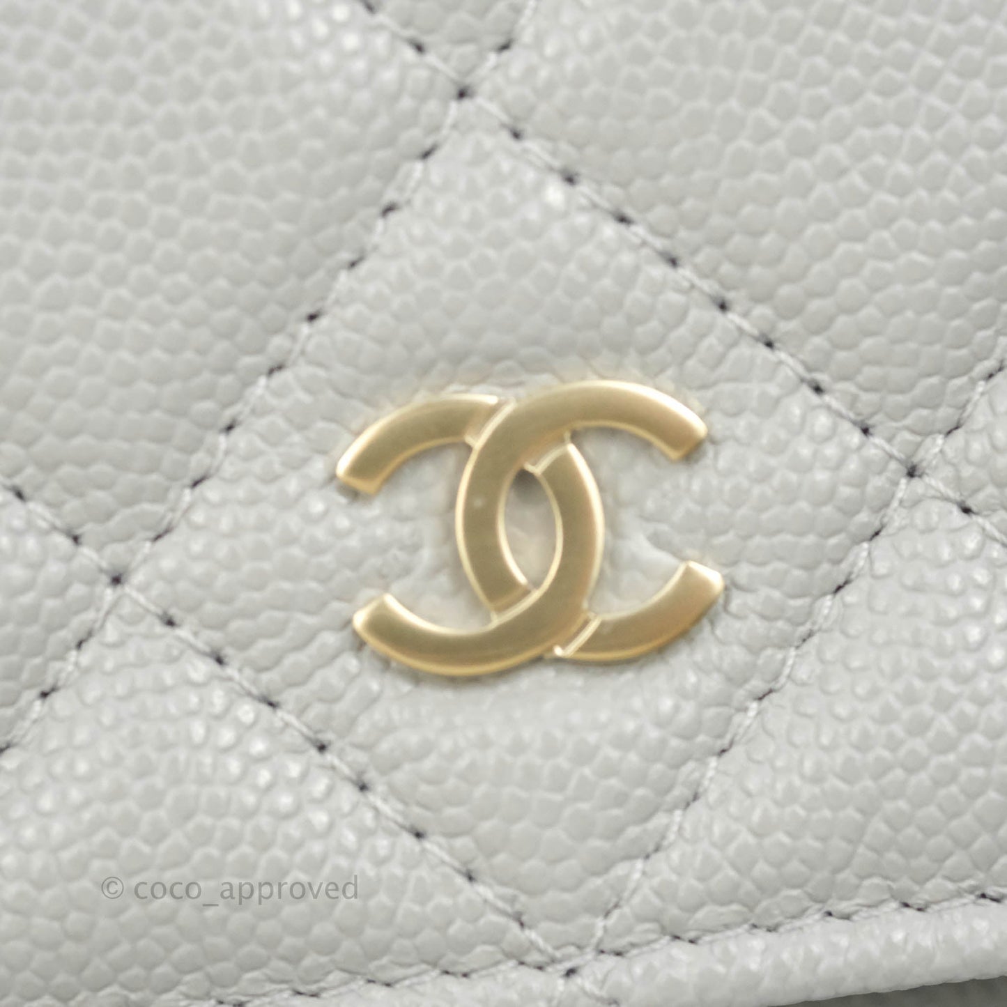 Chanel Quilted Wallet on Chain WOC Grey Caviar Gold Hardware 21A