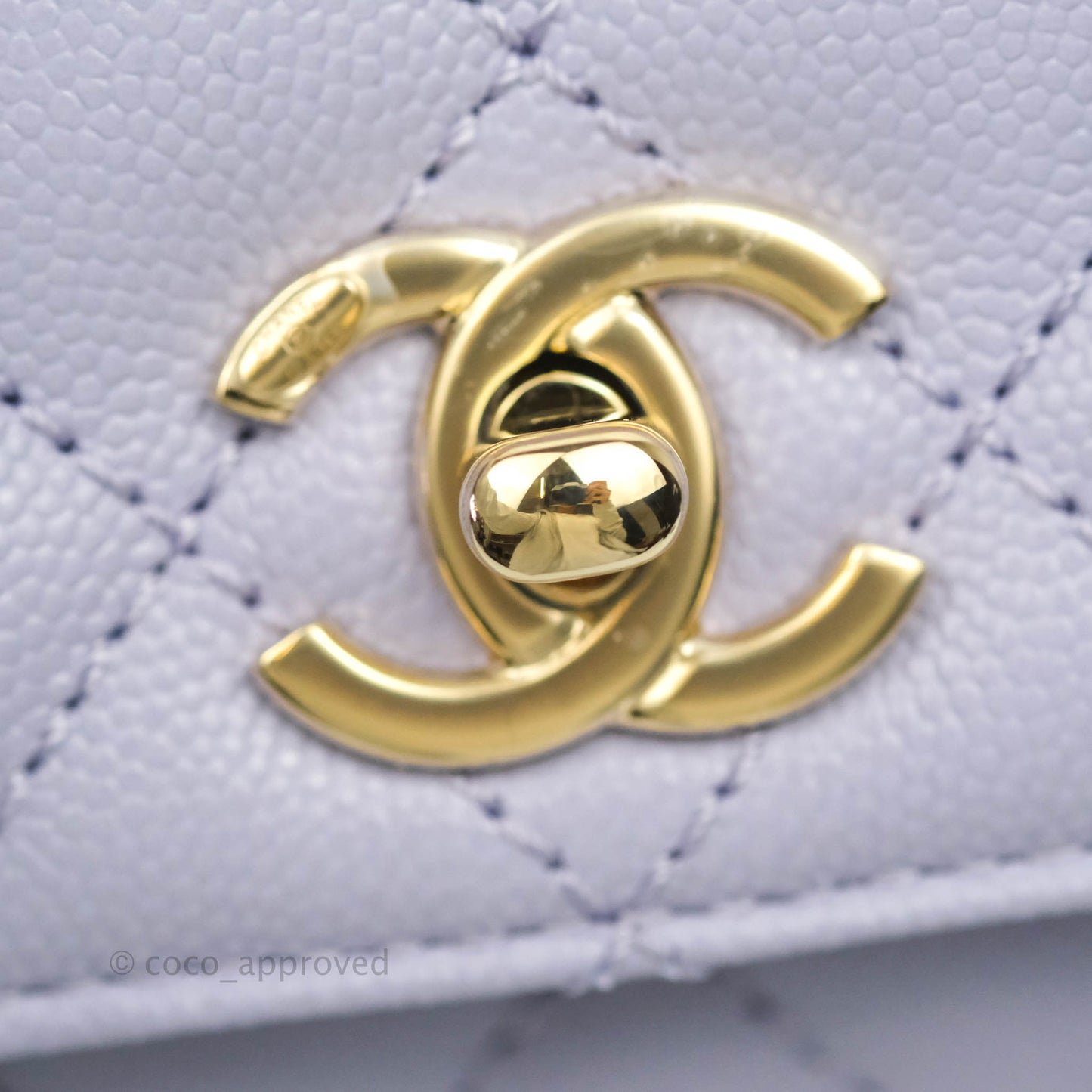 Chanel Mini (Small) Coco Handle Quilted Purple Lilac Caviar Gold Hardware 21K