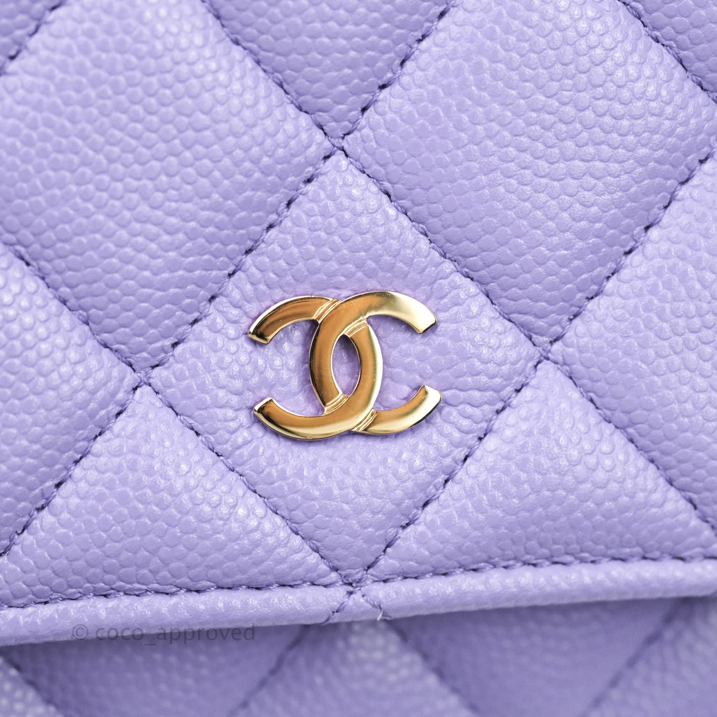 Chanel Quilted Wallet on Chain WOC Purple Caviar Gold Hardware 20S