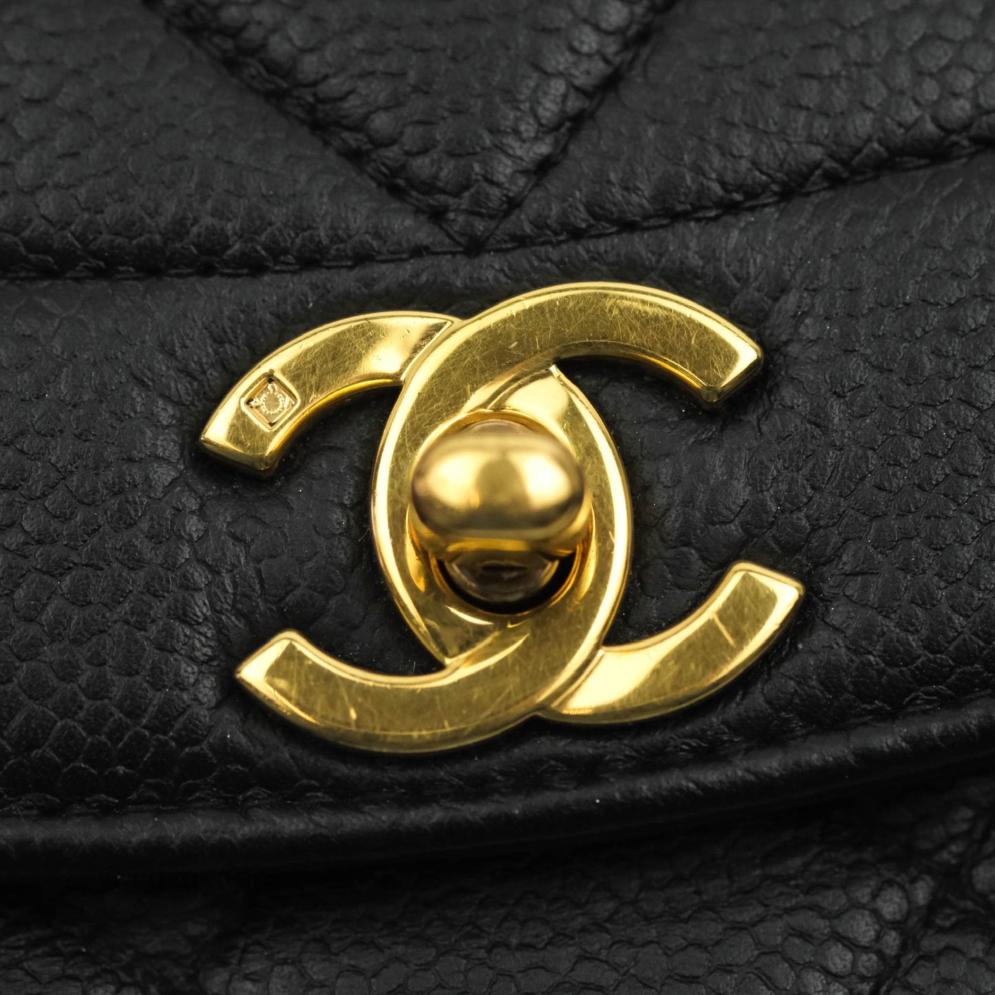 Chanel Vintage Medium Classic Diana Flap Bag Black Caviar 24K Gold Hardware