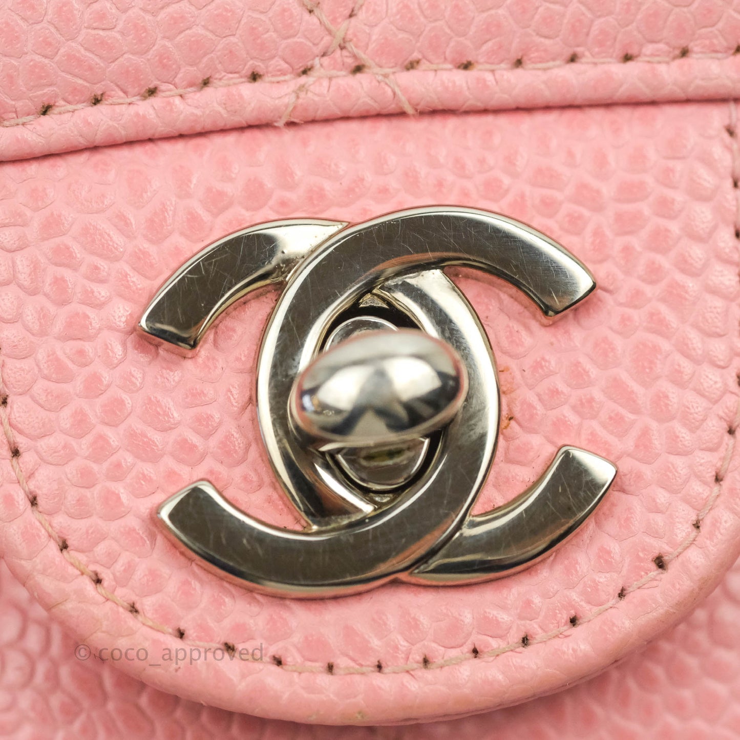 Chanel Quilted Vintage Mini Square Flap Pink Caviar Silver Hardware