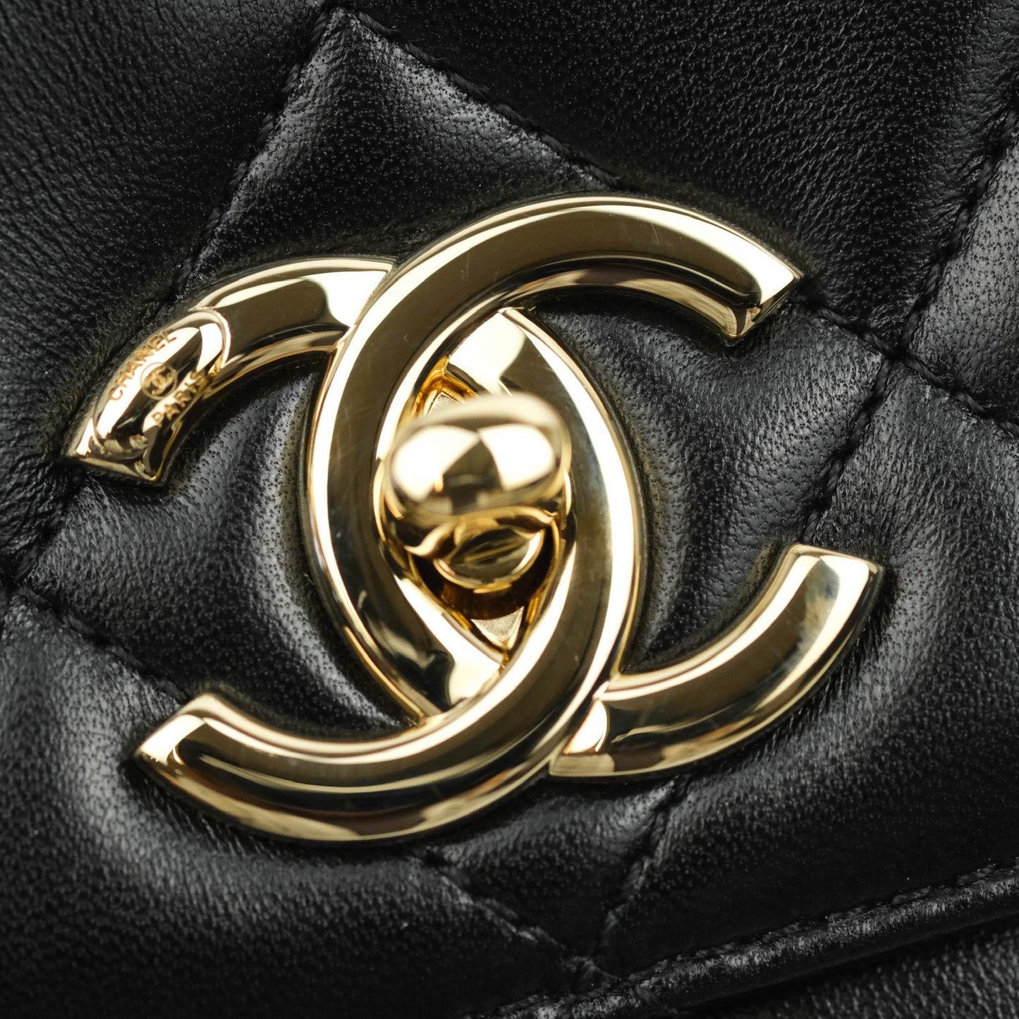 Chanel Small Trendy CC Black Lambskin Gold Hardware