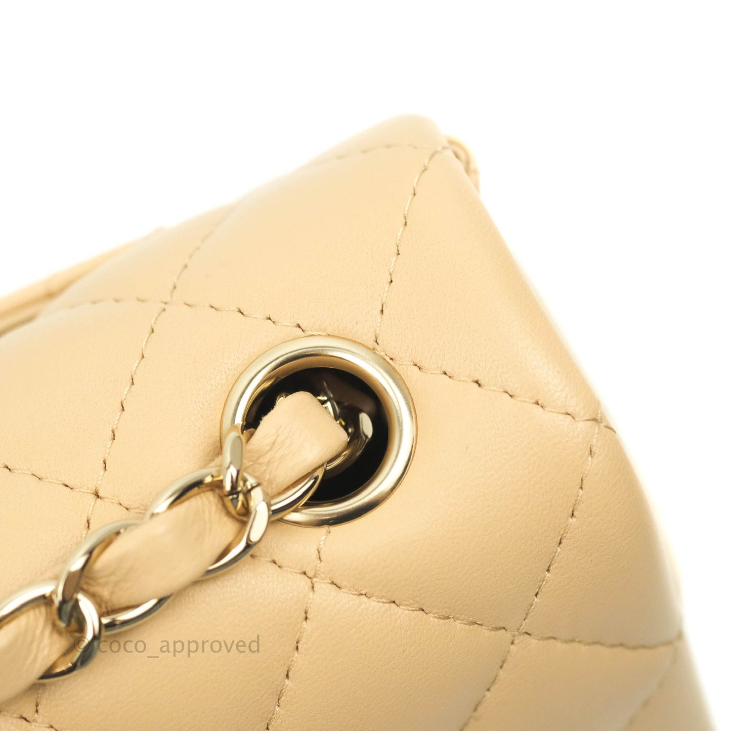 Chanel Classic Mini Rectangular Flap Beige Lambskin Gold Hardware 22C