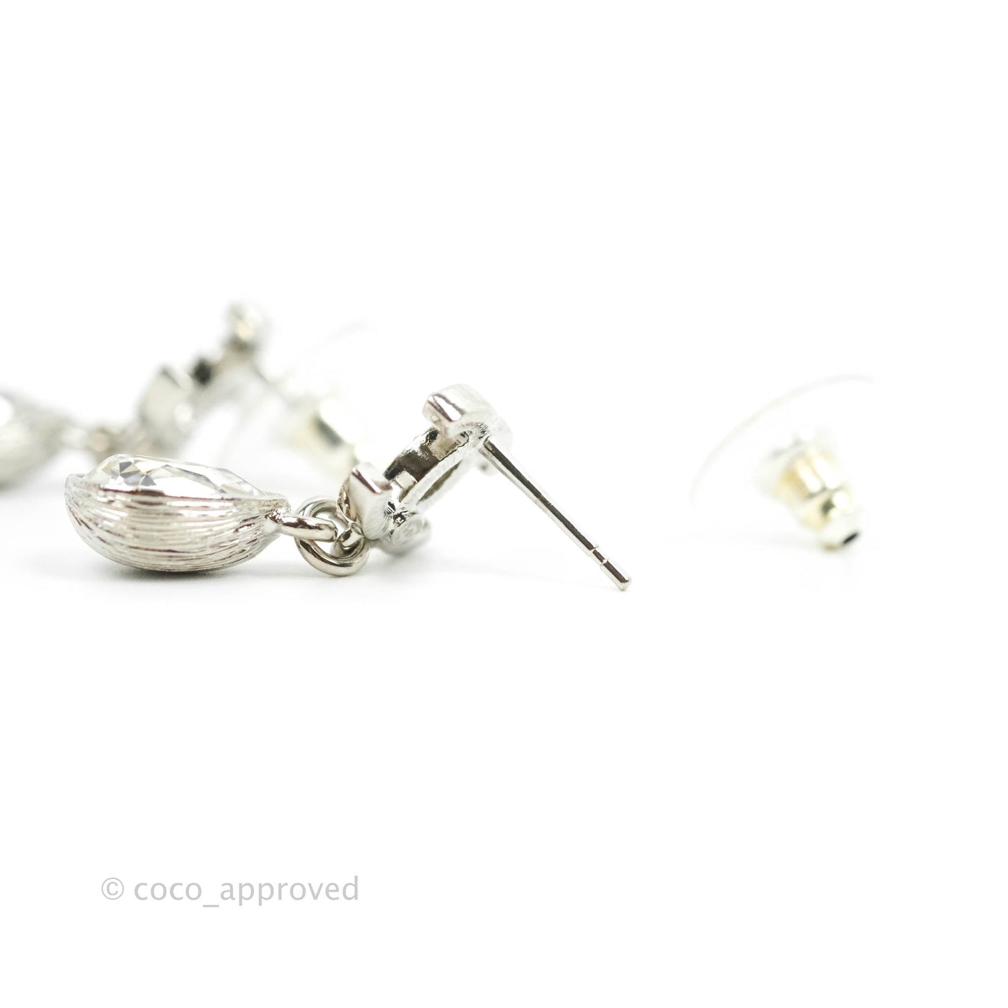 Chanel CC Crystal Drop Earrings Silver Hardware 21K