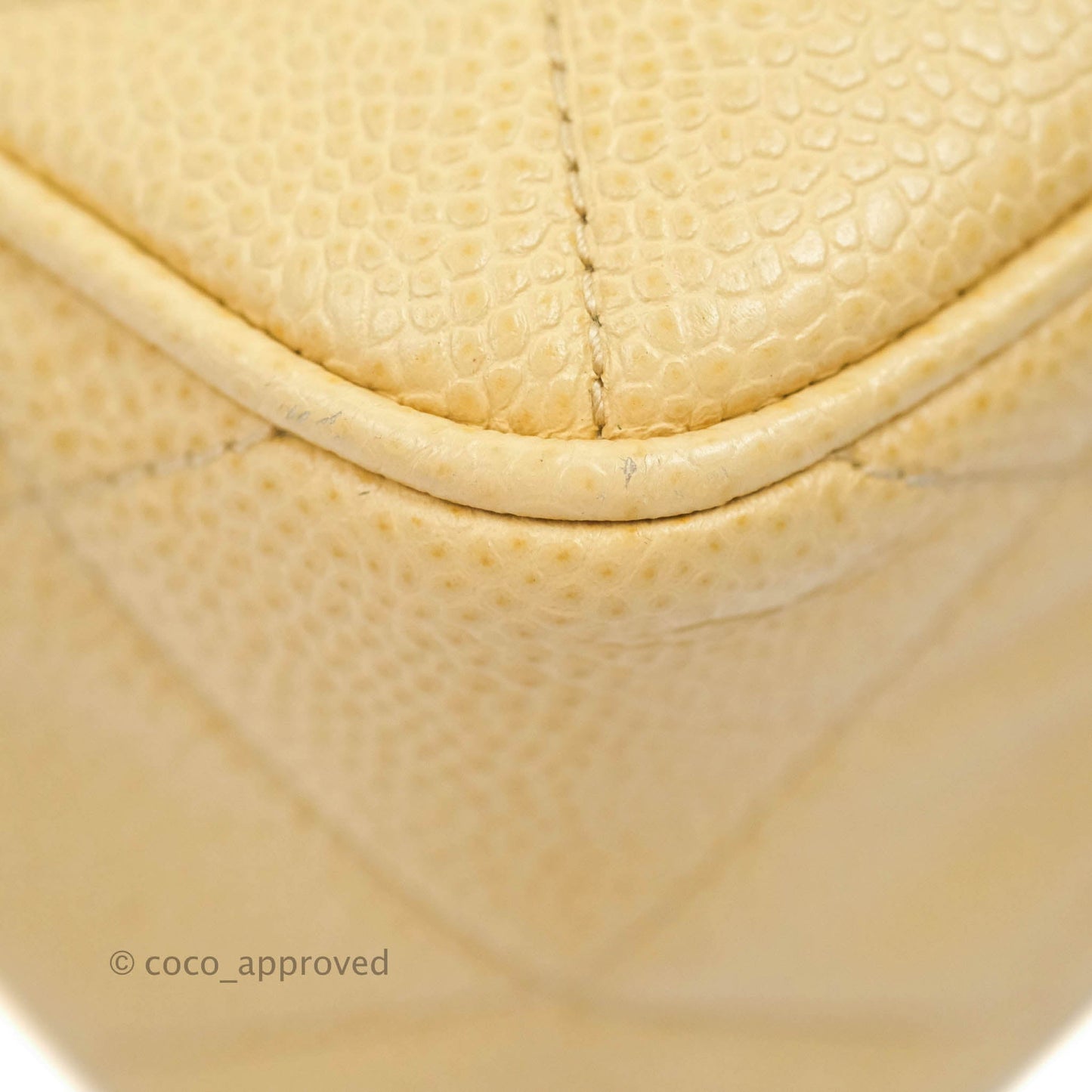 Chanel Vintage CC Large Square Camera Bag Beige Caviar 24K Gold Hardware