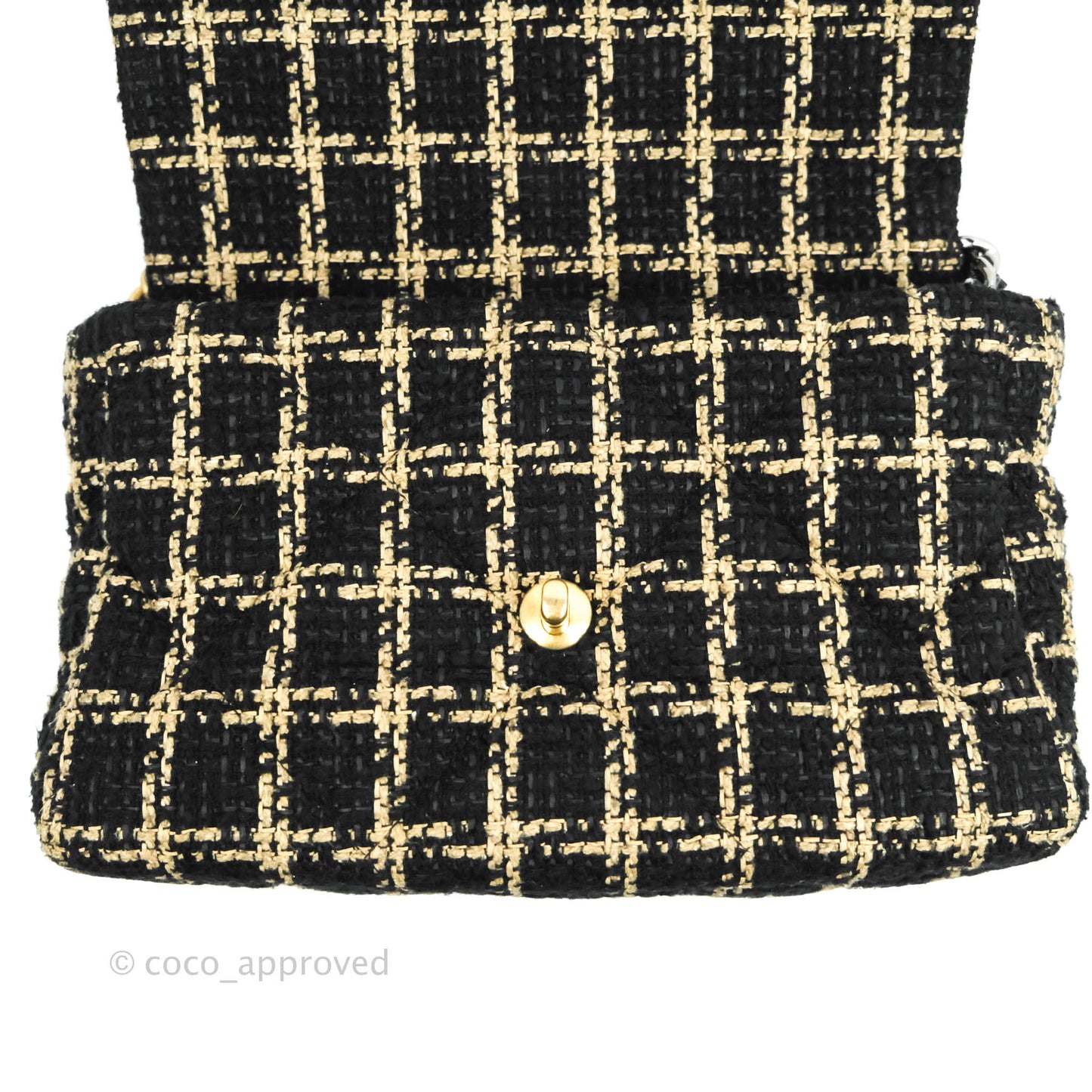 Chanel 19 Medium Beige Black Tweed Mixed Hardware