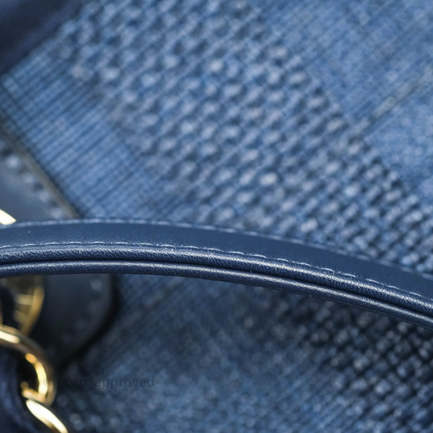 Chanel Large Deauville Navy Blue Canvas Gold Hardware