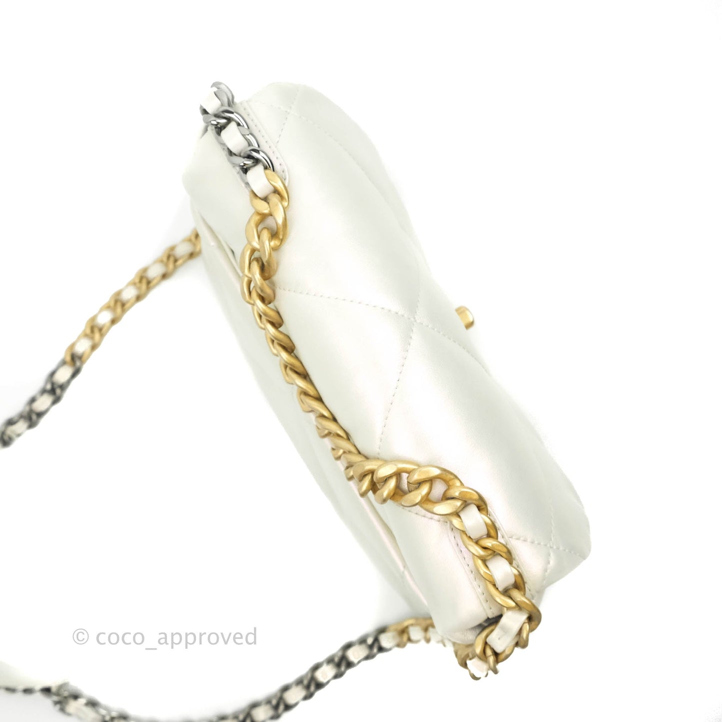Chanel 19 Small Iridescent White Mixed Hardware