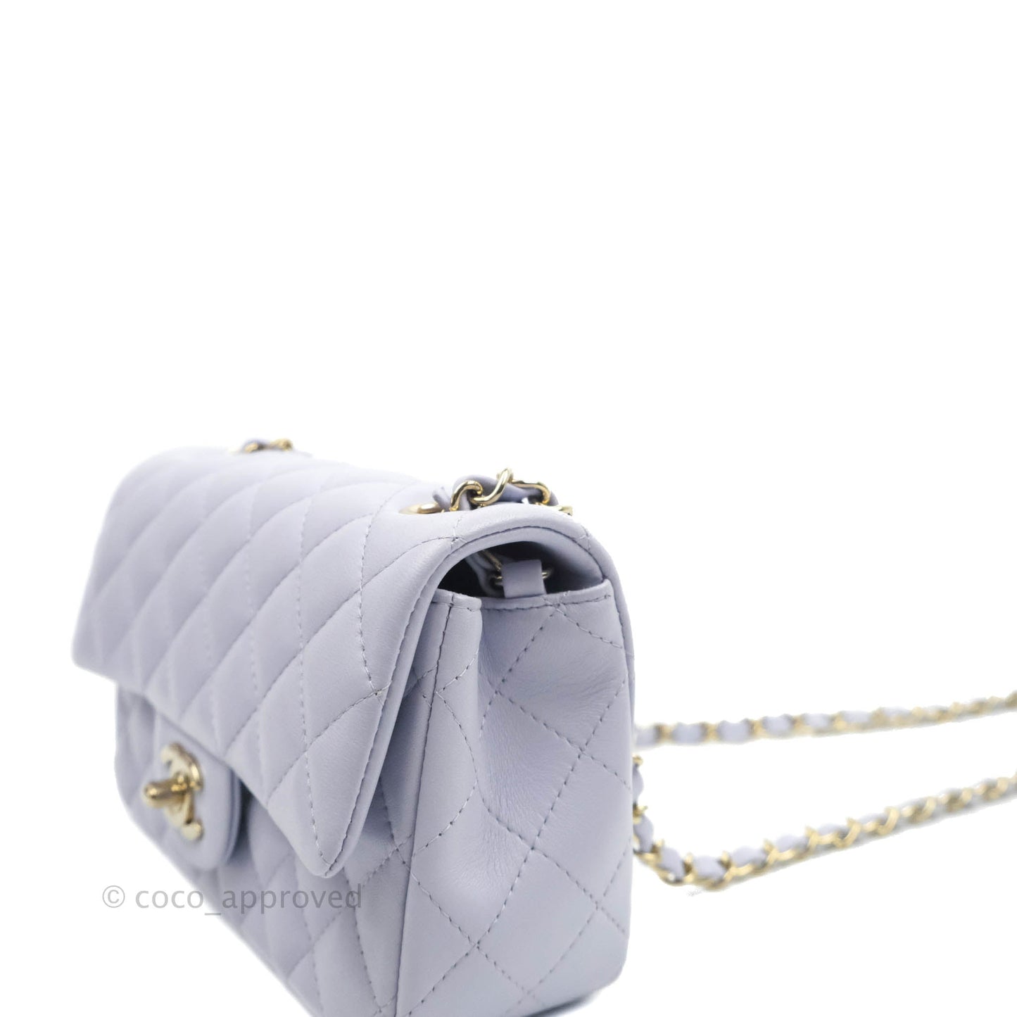 Chanel Quilted Mini Rectangular Lilac Lambskin Gold Hardware 21K