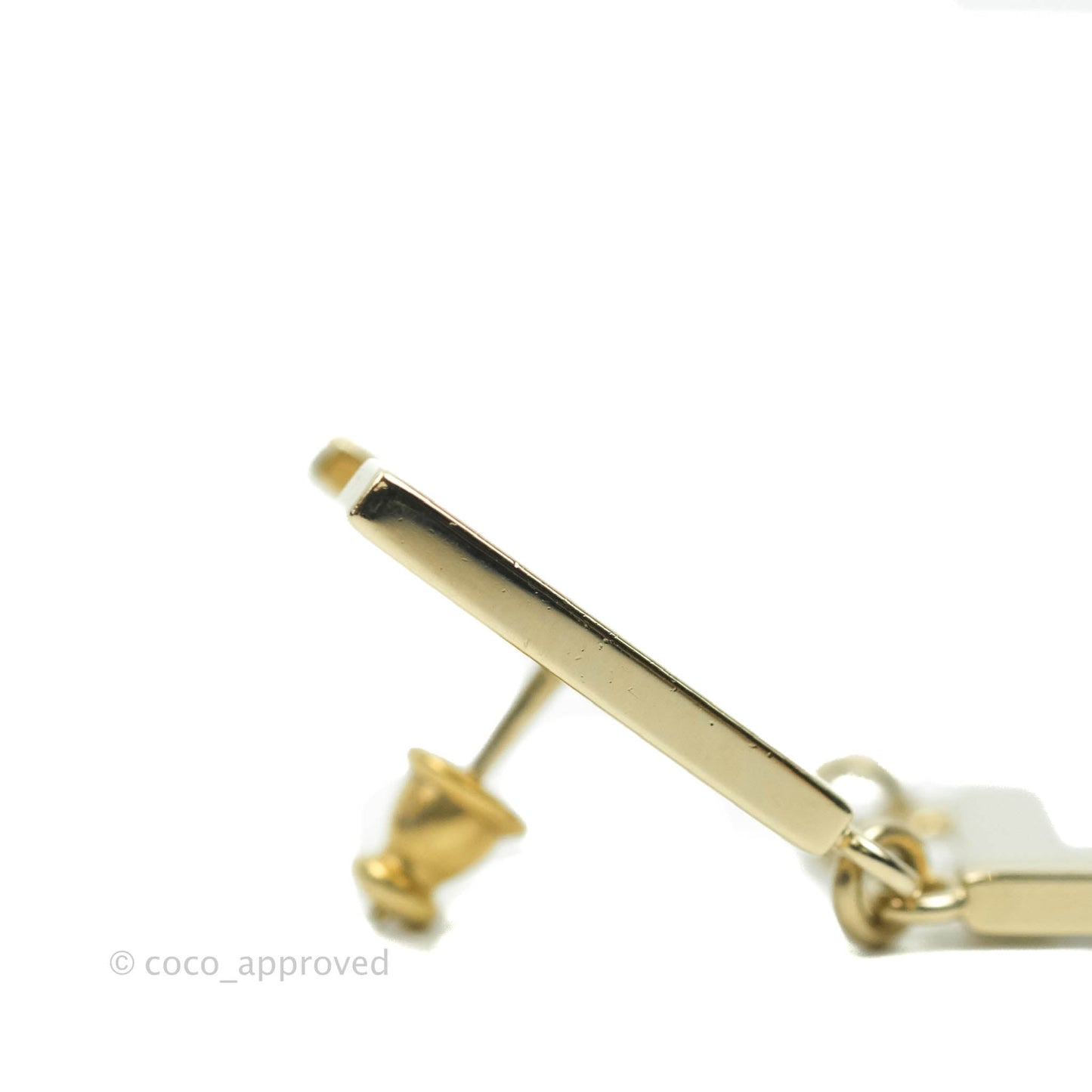 Chanel Letter Cha-Nel Logo Drop Earrings Gold Tone 20V