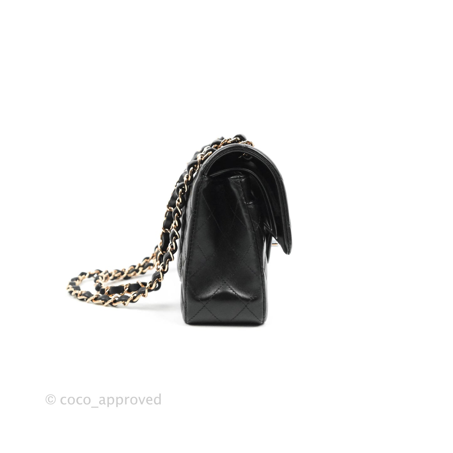 Chanel Classic Small S/M Flap Black Lambskin Rose Pink-Gold Hardware