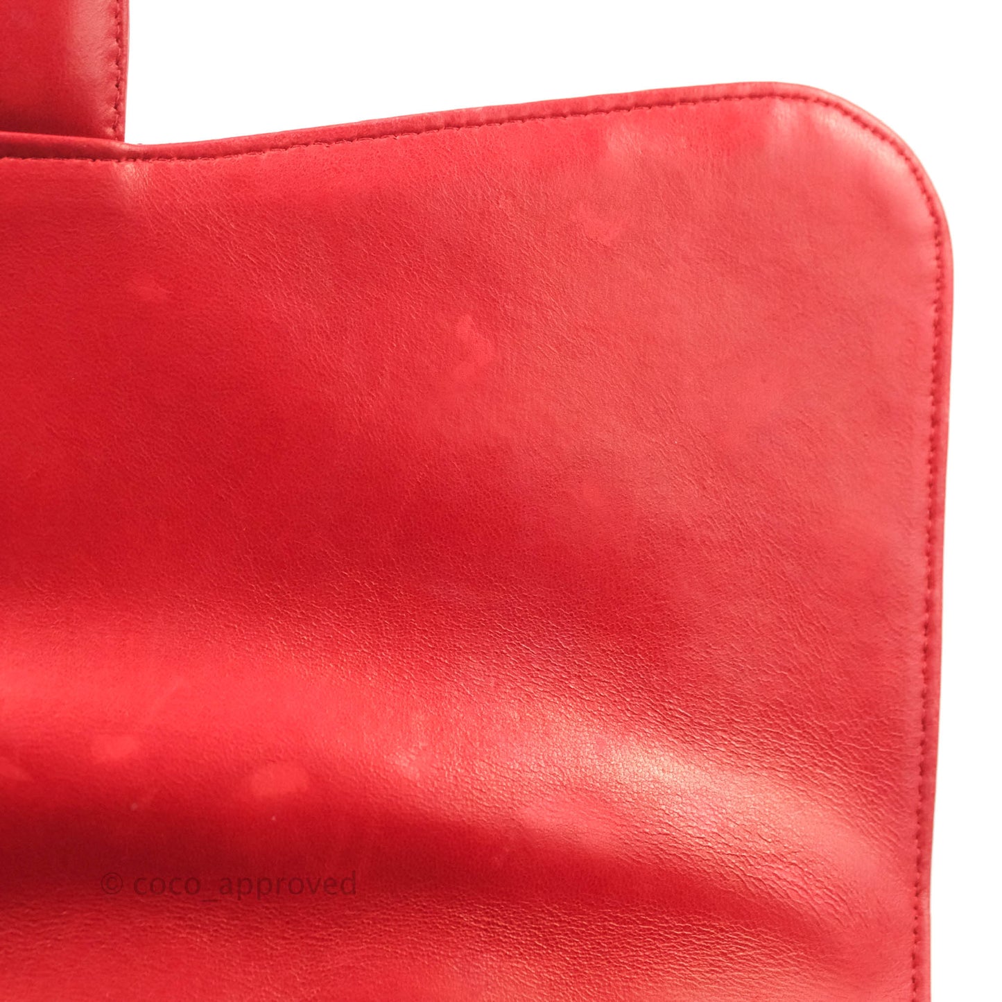 Chanel Quilted Jumbo Red Patent Silver Hardware 10C