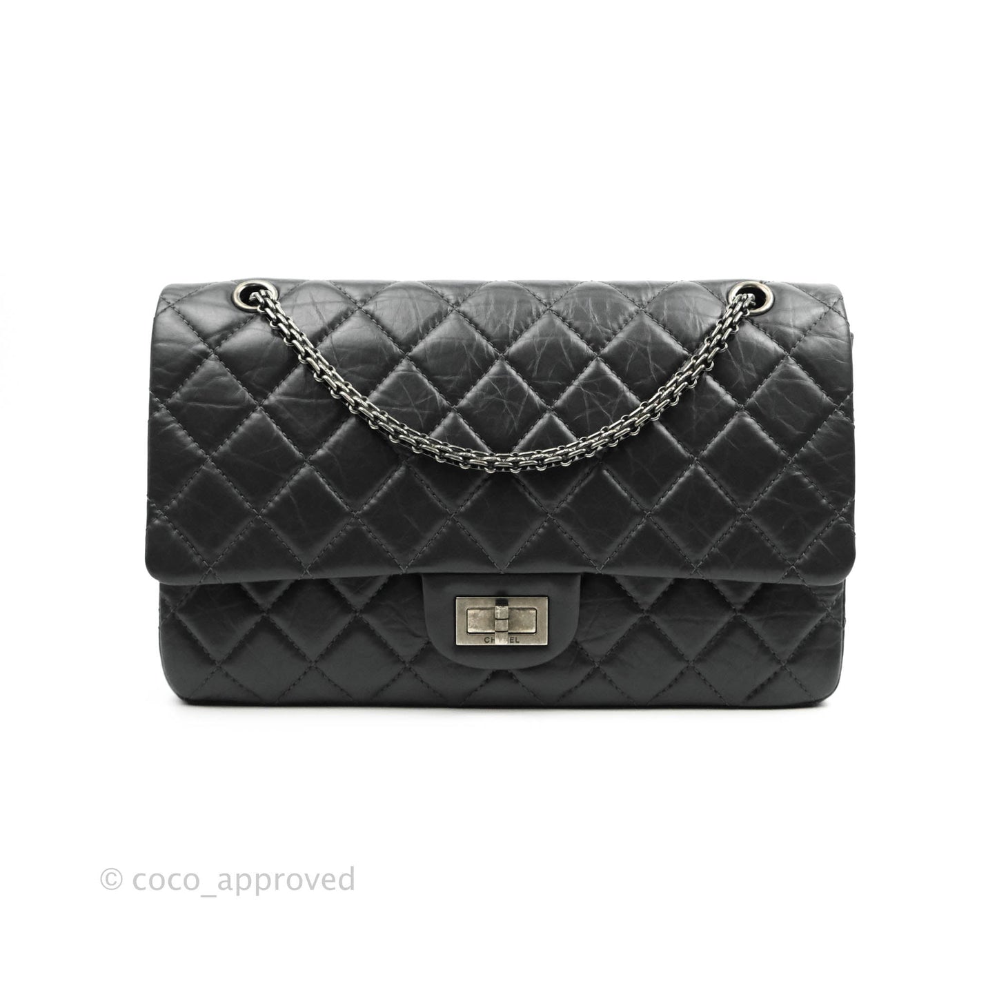 Chanel Reissue 227 Quilted Dark Grey Aged Calfskin Ruthenium Hardware
