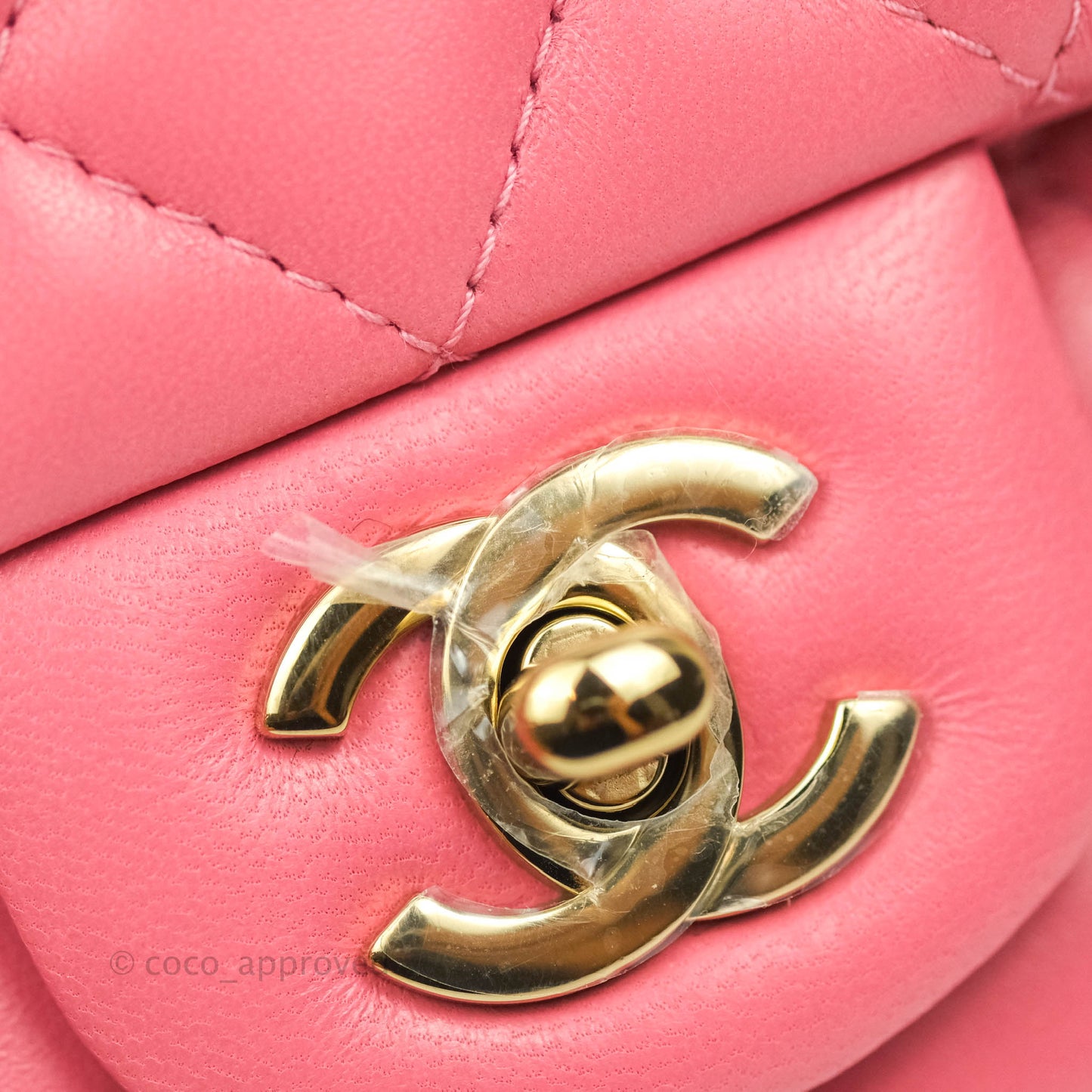 Chanel Quilted Mini Square Pink Lambskin Gold Hardware