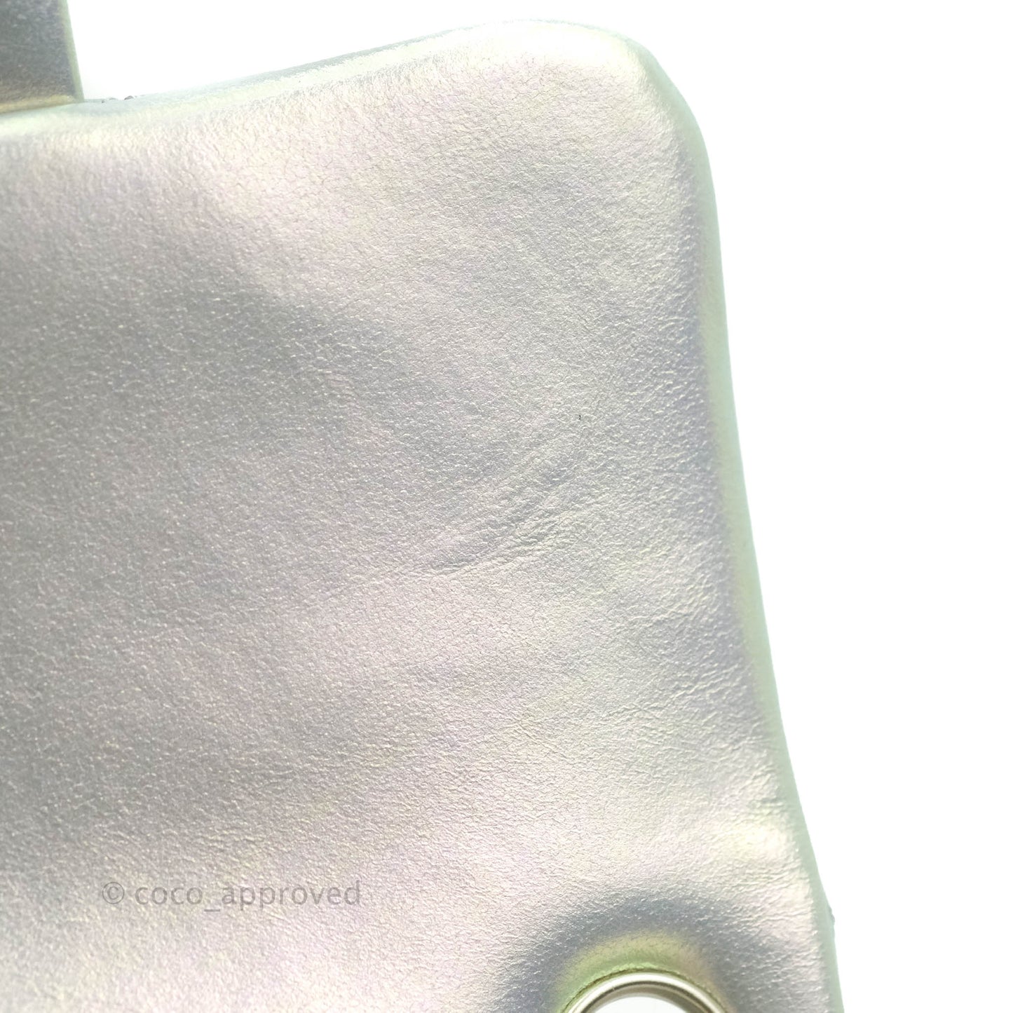 Chanel Mini Square Quilted Iridescent White Lilac Silver Hardware