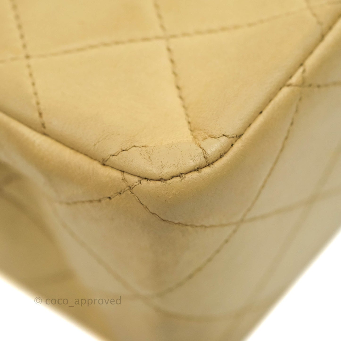Chanel Vintage Classic M/L Medium Double Flap Bag Beige Lambskin 24K Gold Hardware
