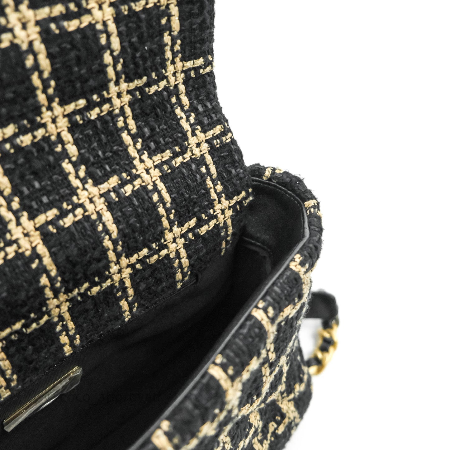 Chanel 19 Medium Beige Black Tweed Mixed Hardware