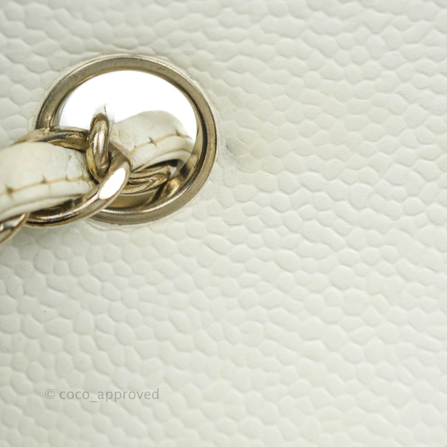 Chanel Vintage Medium Classic Quilted Diana Flap Bag White Caviar Silver Hardware