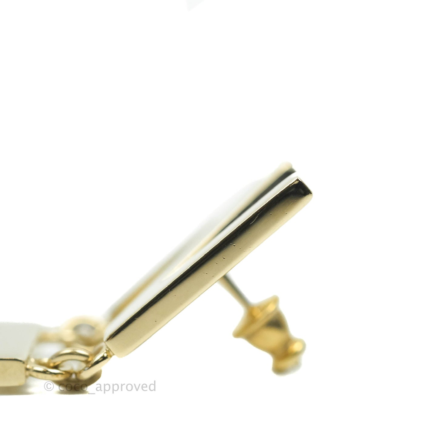 Chanel Letter Cha-Nel Logo Drop Earrings Gold Tone 20V