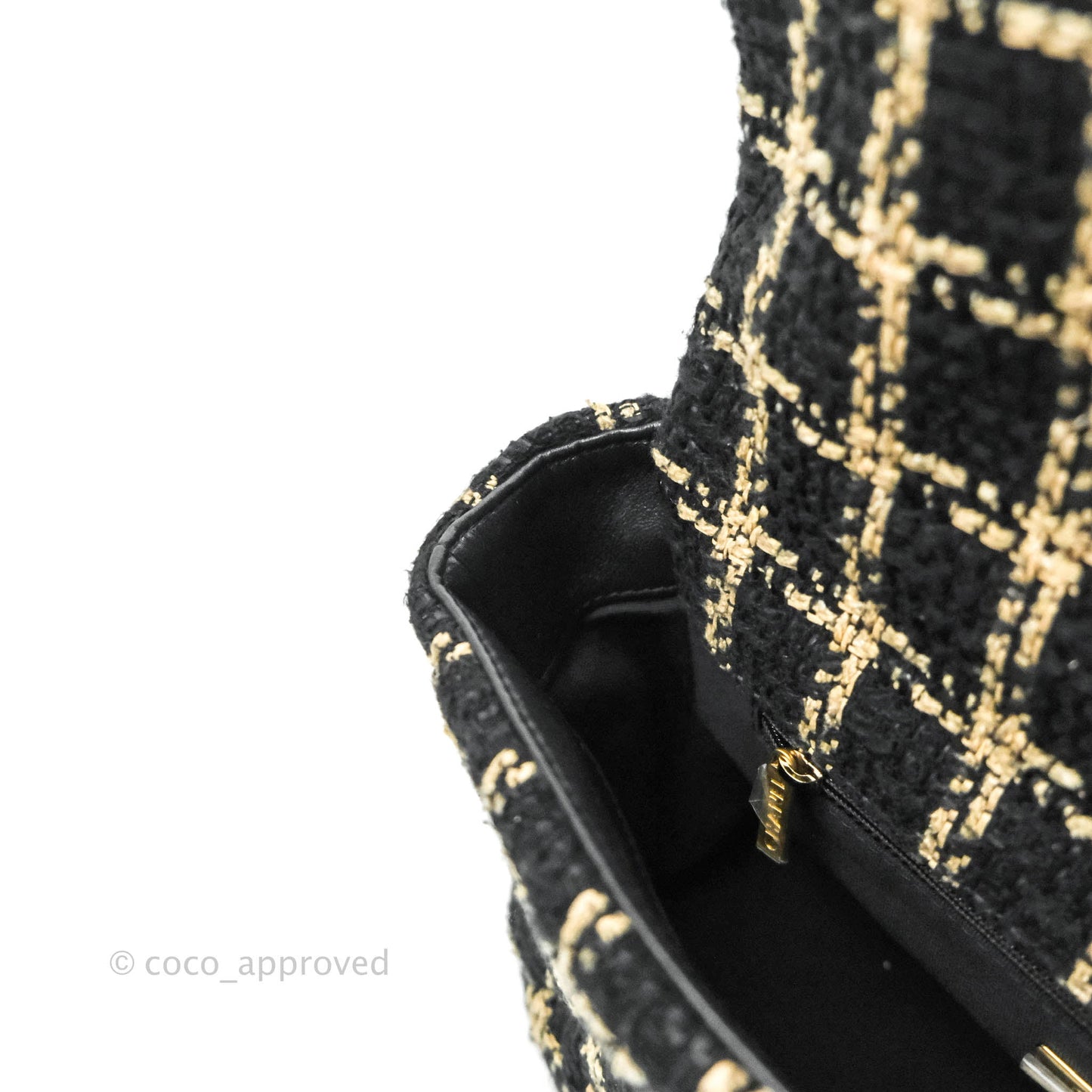 Chanel 19 Medium Beige Black Tweed Mixed Hardware