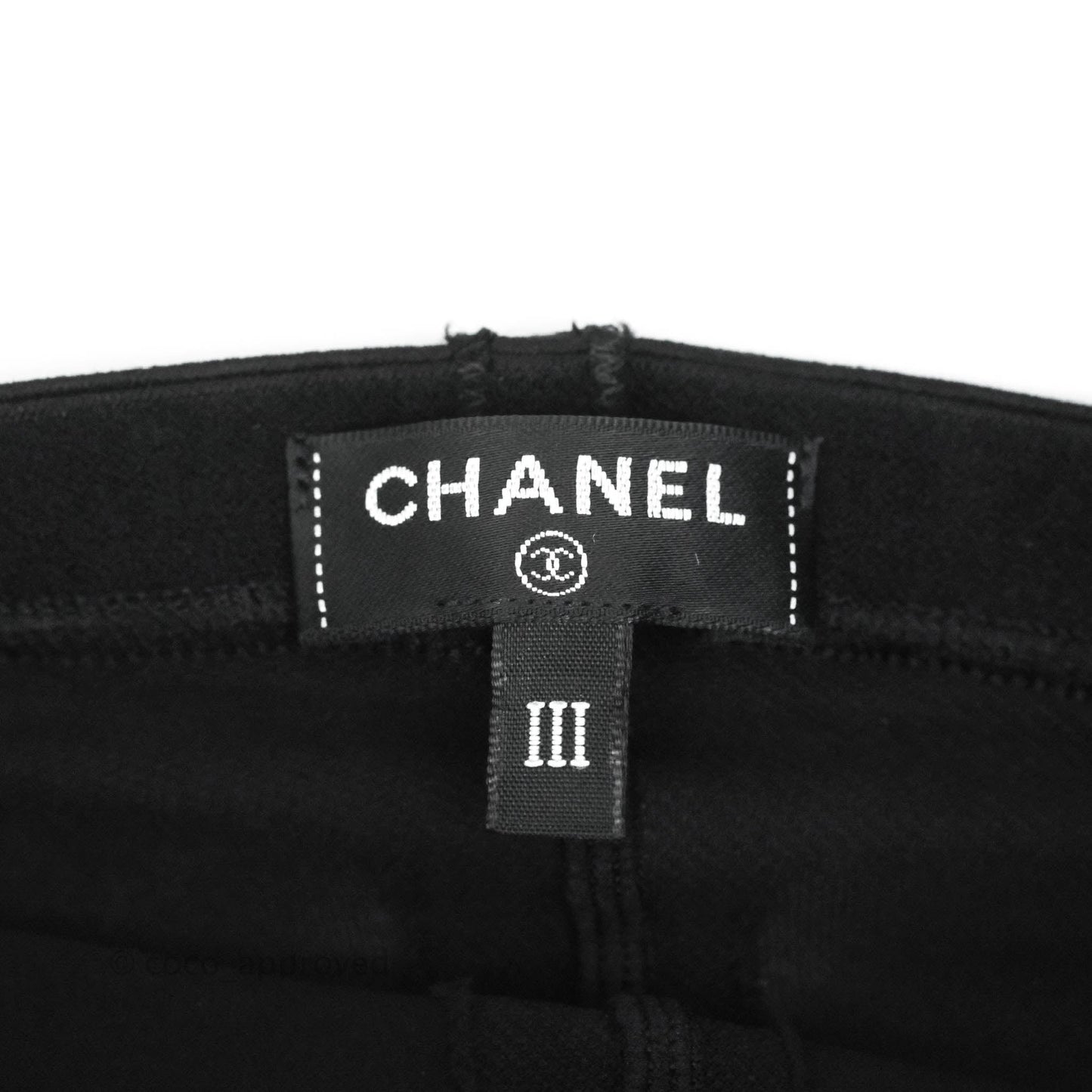 Chanel Crystal CC Camellia Black Sheer Tights Pantyhose Size L