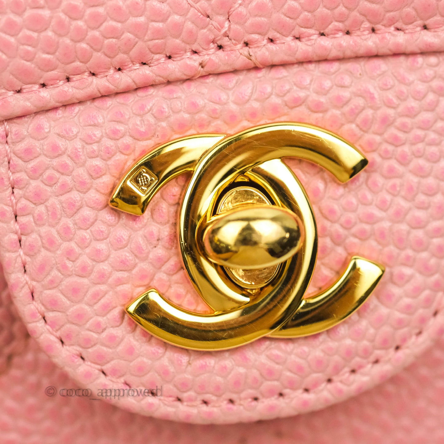 Chanel Vintage Quilted Mini Square Flap Pink Caviar 24K Gold Hardware