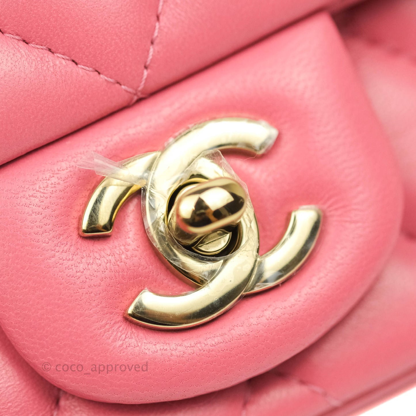 Chanel Quilted Mini Square Pink Lambskin Gold Hardware