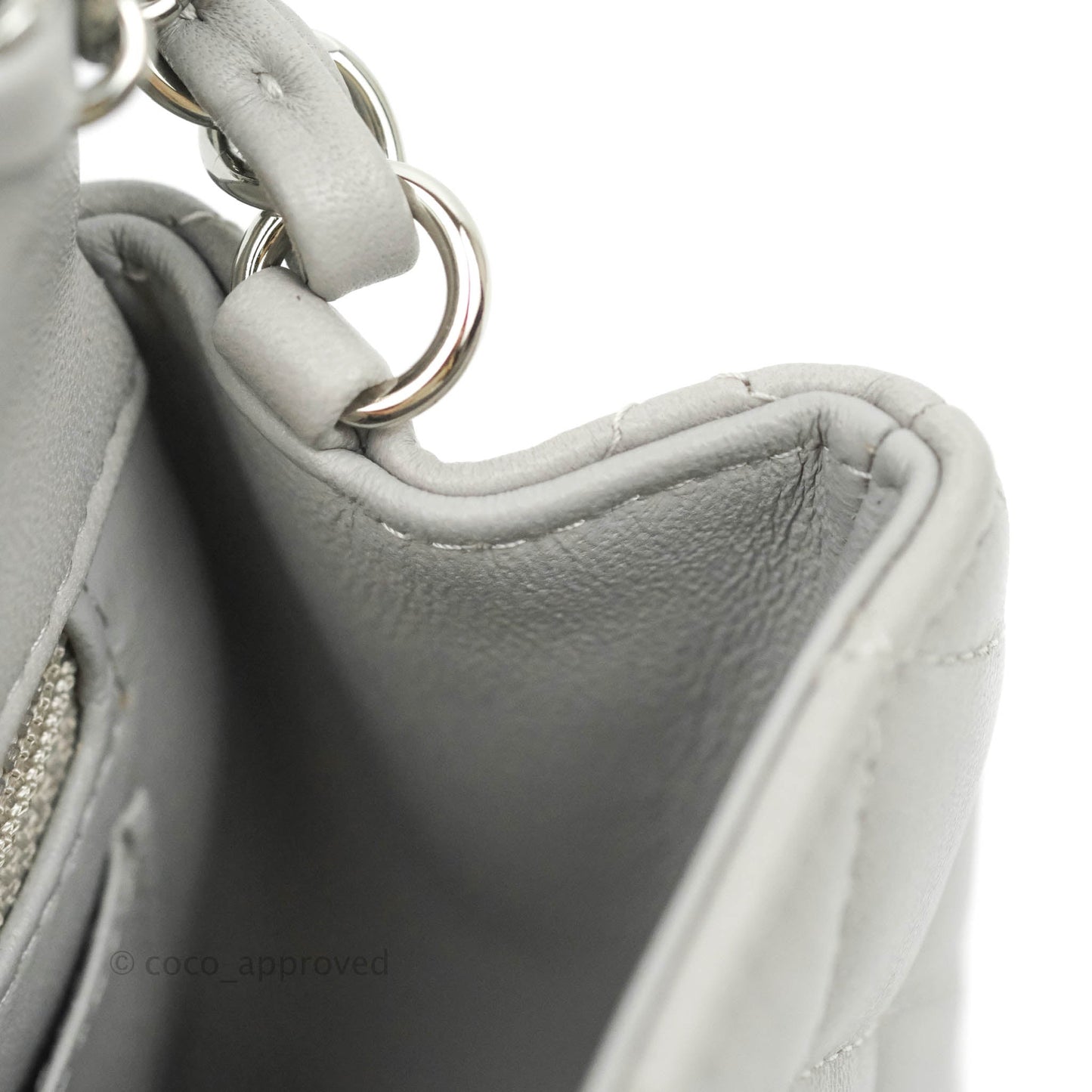 Chanel Quilted Mini Rectangular Grey Lambskin Silver Hardware 21B