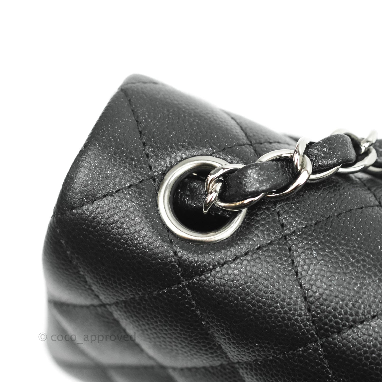 Chanel Quilted Mini Rectangular Iridescent Black Caviar Gun Metal 18C