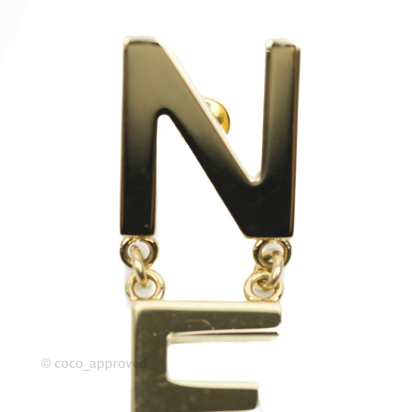 Chanel Letter Cha-Nel Logo Drop Earrings Gold Tone 20V
