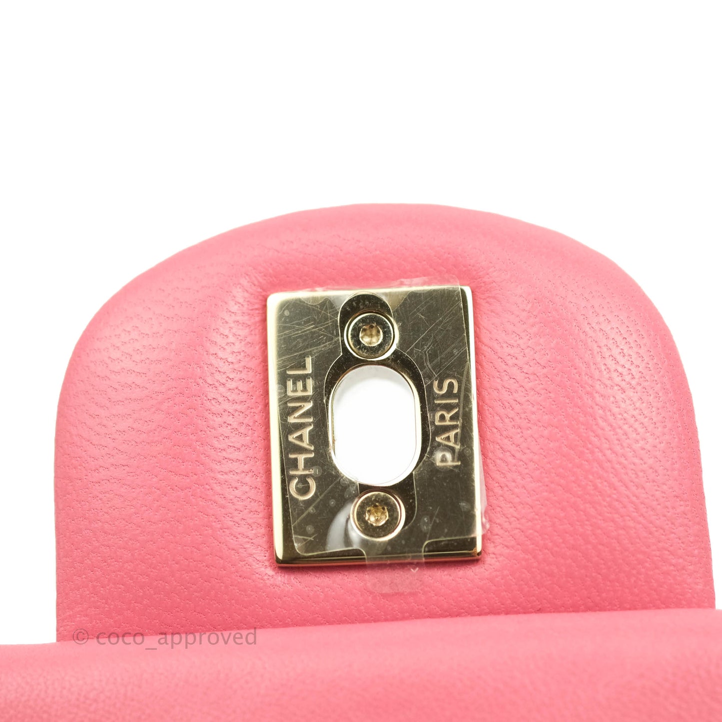 Chanel Quilted Mini Square Pink Lambskin Gold Hardware