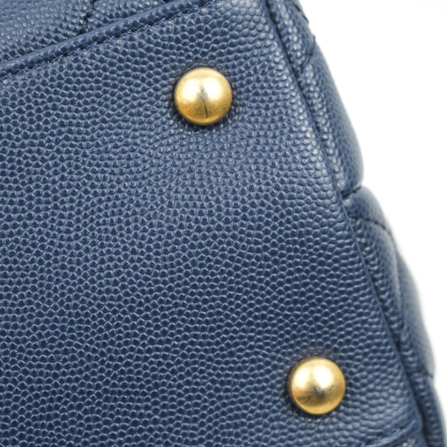 Chanel Medium (Small) Coco Handle Quilted Navy Caviar Lizard Handle Gold Hardware