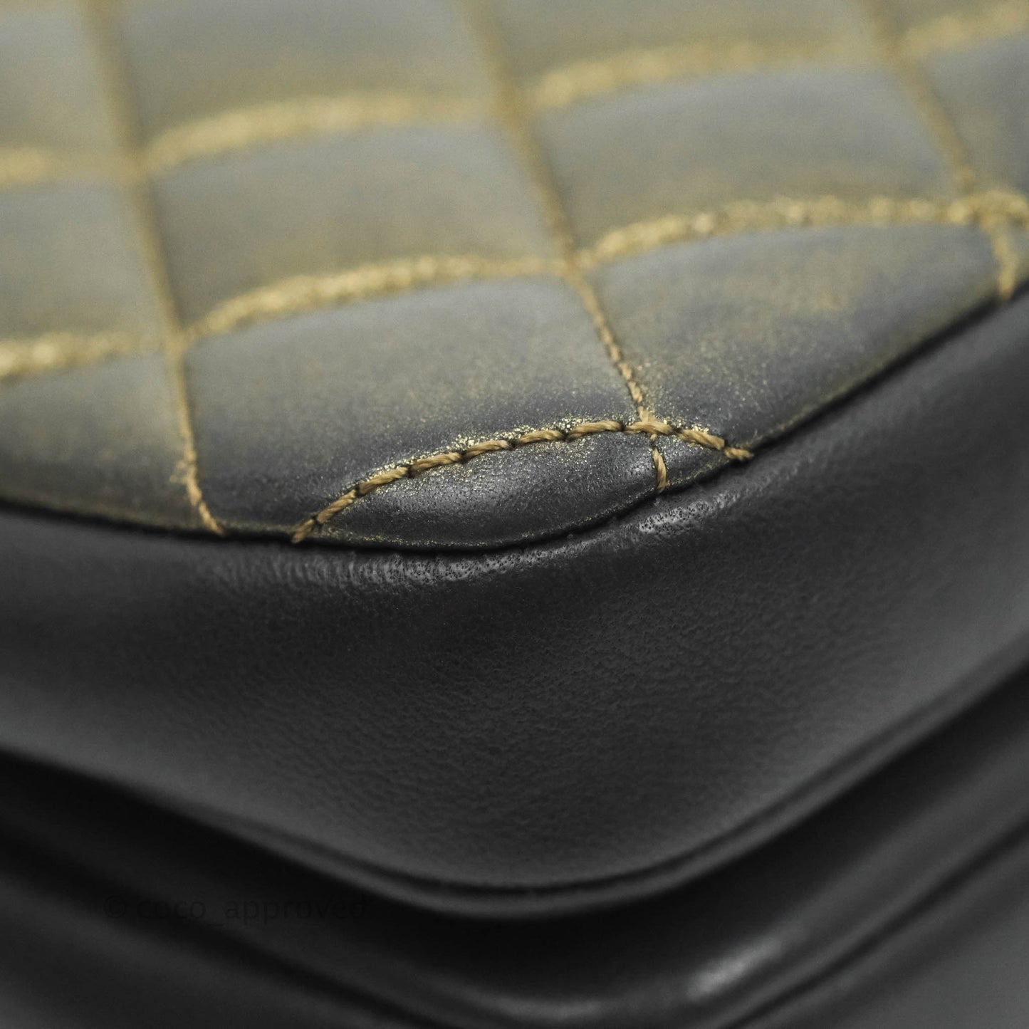 Chanel Small Enamel CC Flap Bag Quilted Iridescent Grey Lambskin Aged Gold Hardware