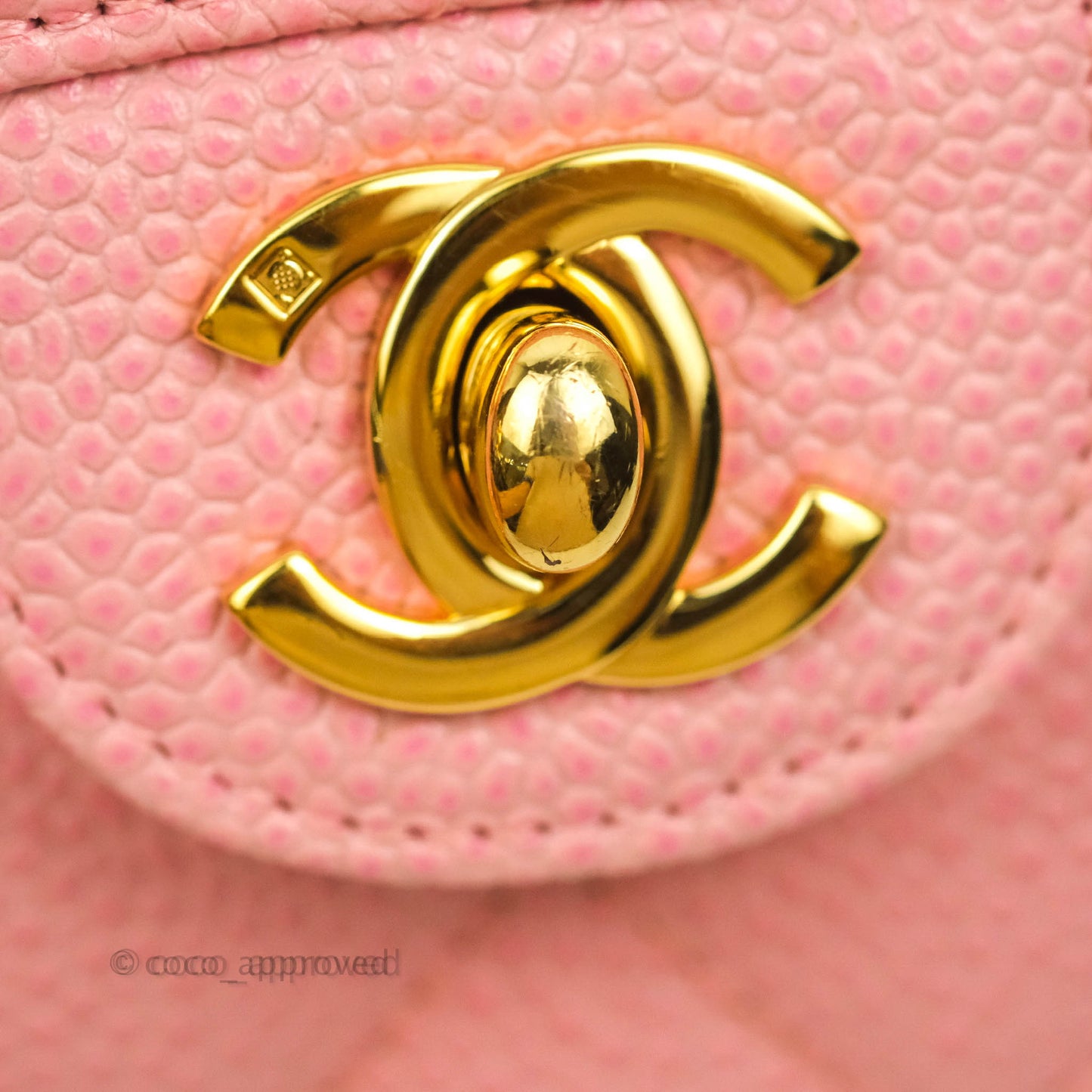 Chanel Vintage Quilted Mini Square Flap Pink Caviar 24K Gold Hardware