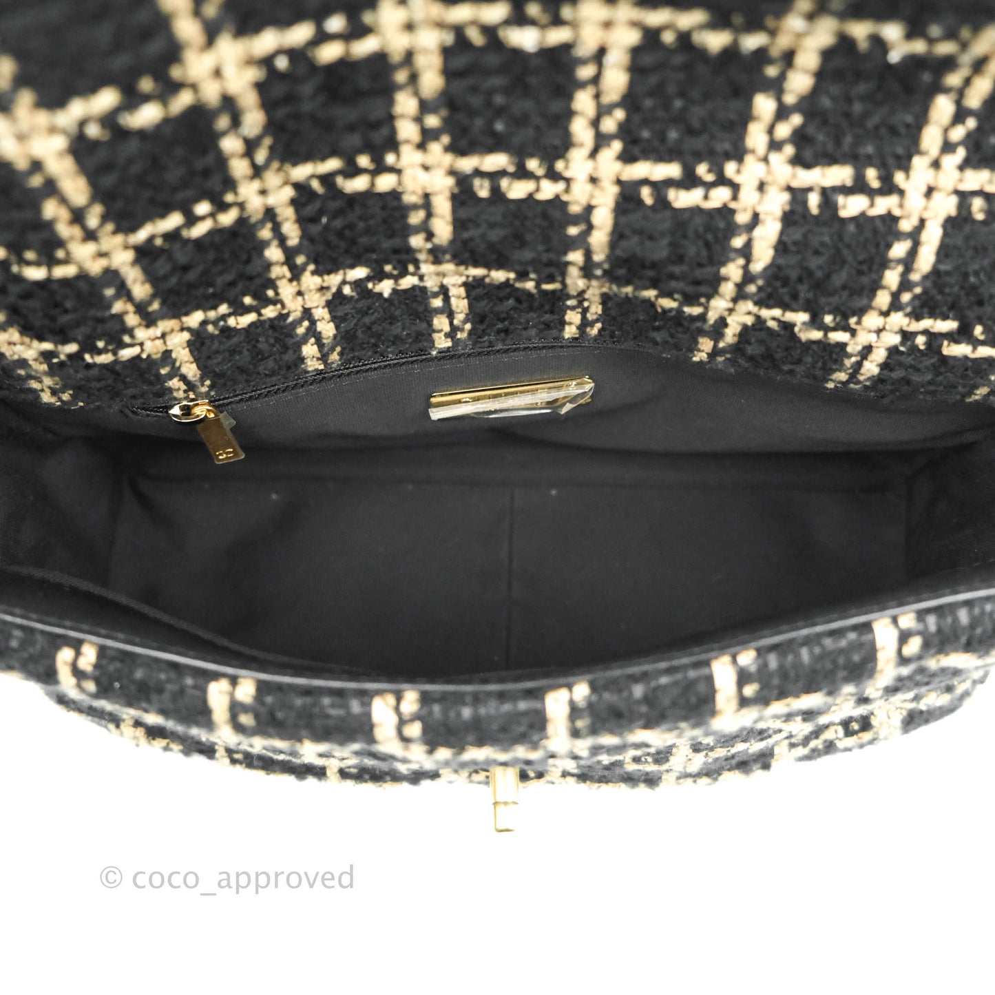 Chanel 19 Medium Beige Black Tweed Mixed Hardware