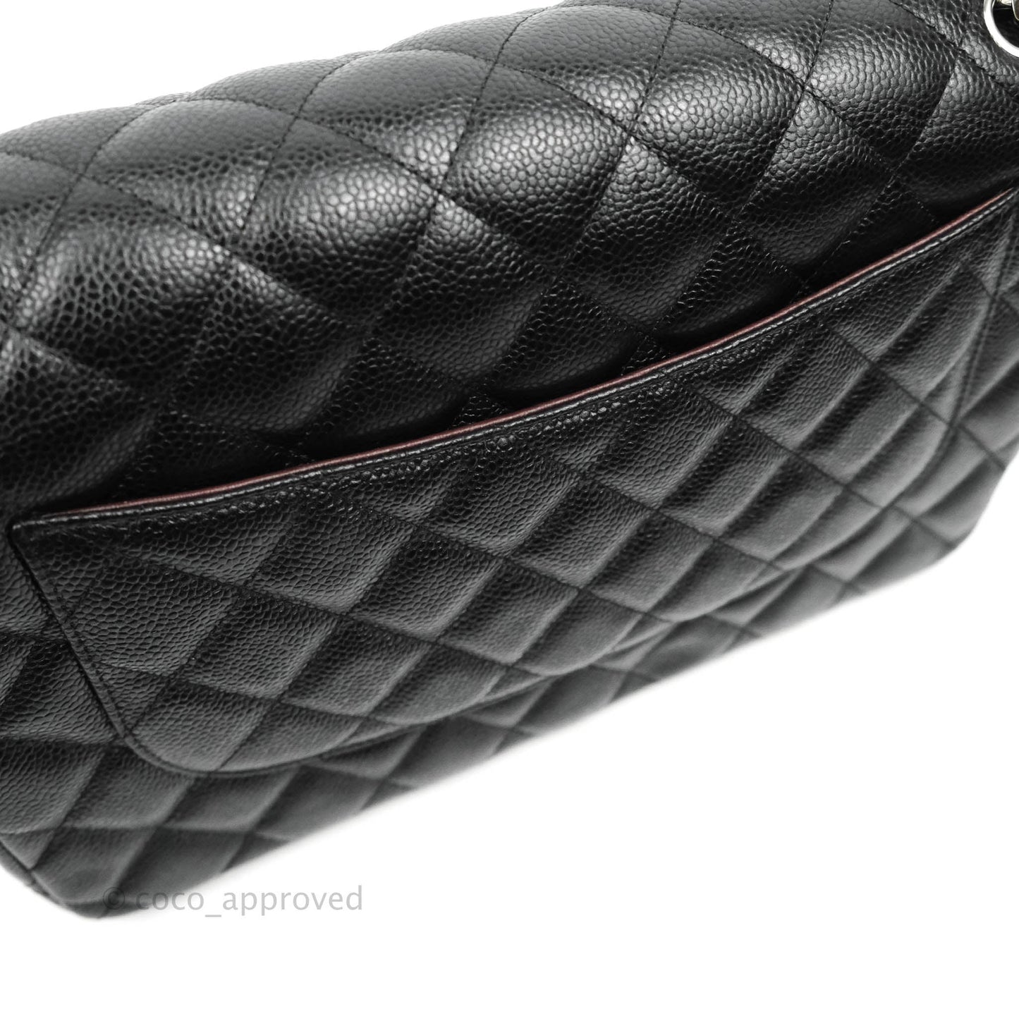 Chanel Jumbo Double Flap Black Caviar Silver Hardware⁣⁣