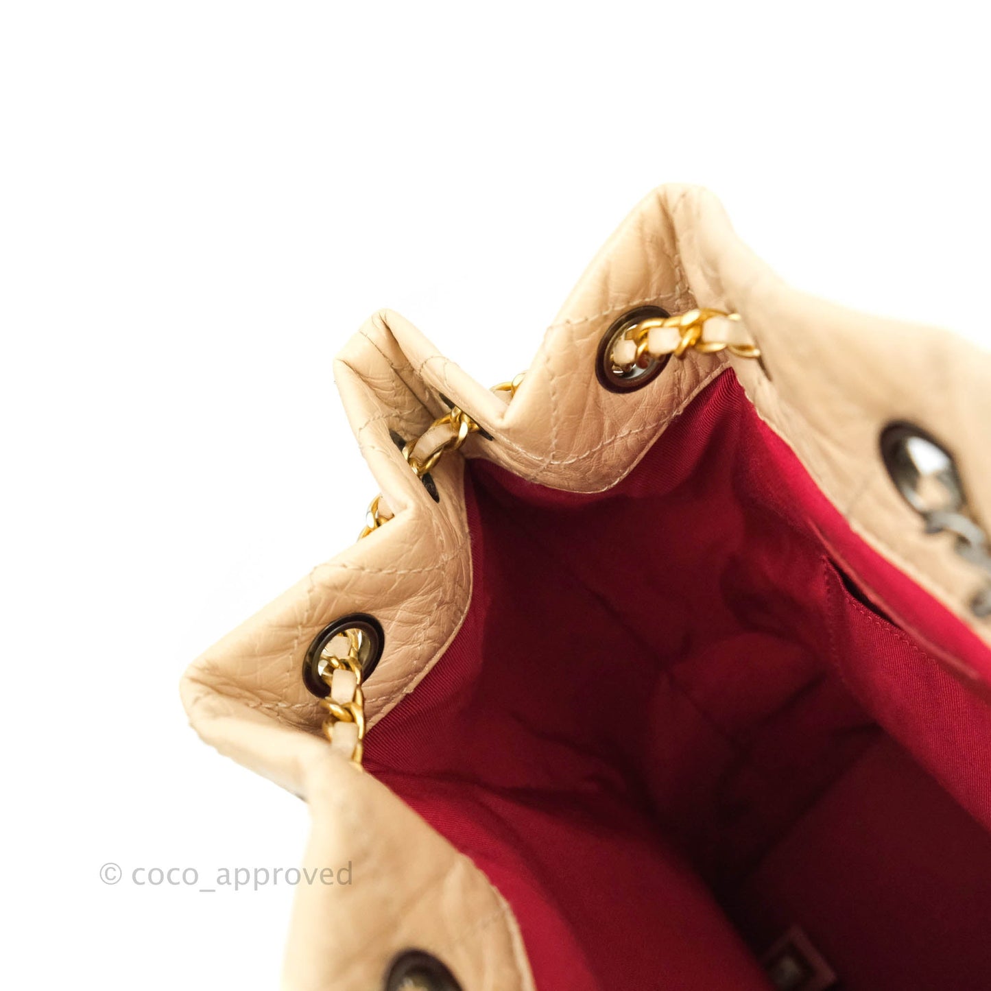Chanel Small Gabrielle Backpack Beige Black Aged Calfskin