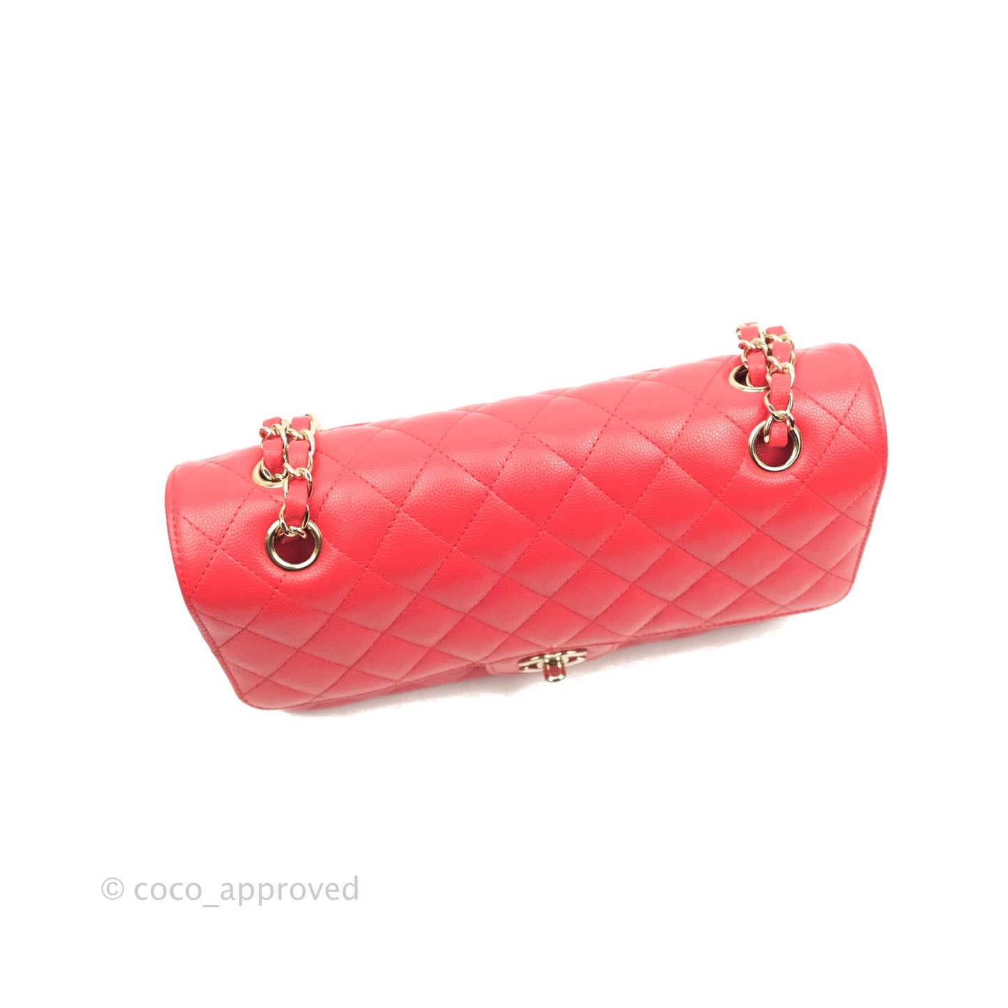 Chanel Classic M/L Medium Double Flap Chilli Red Caviar Gold Hardware 19C