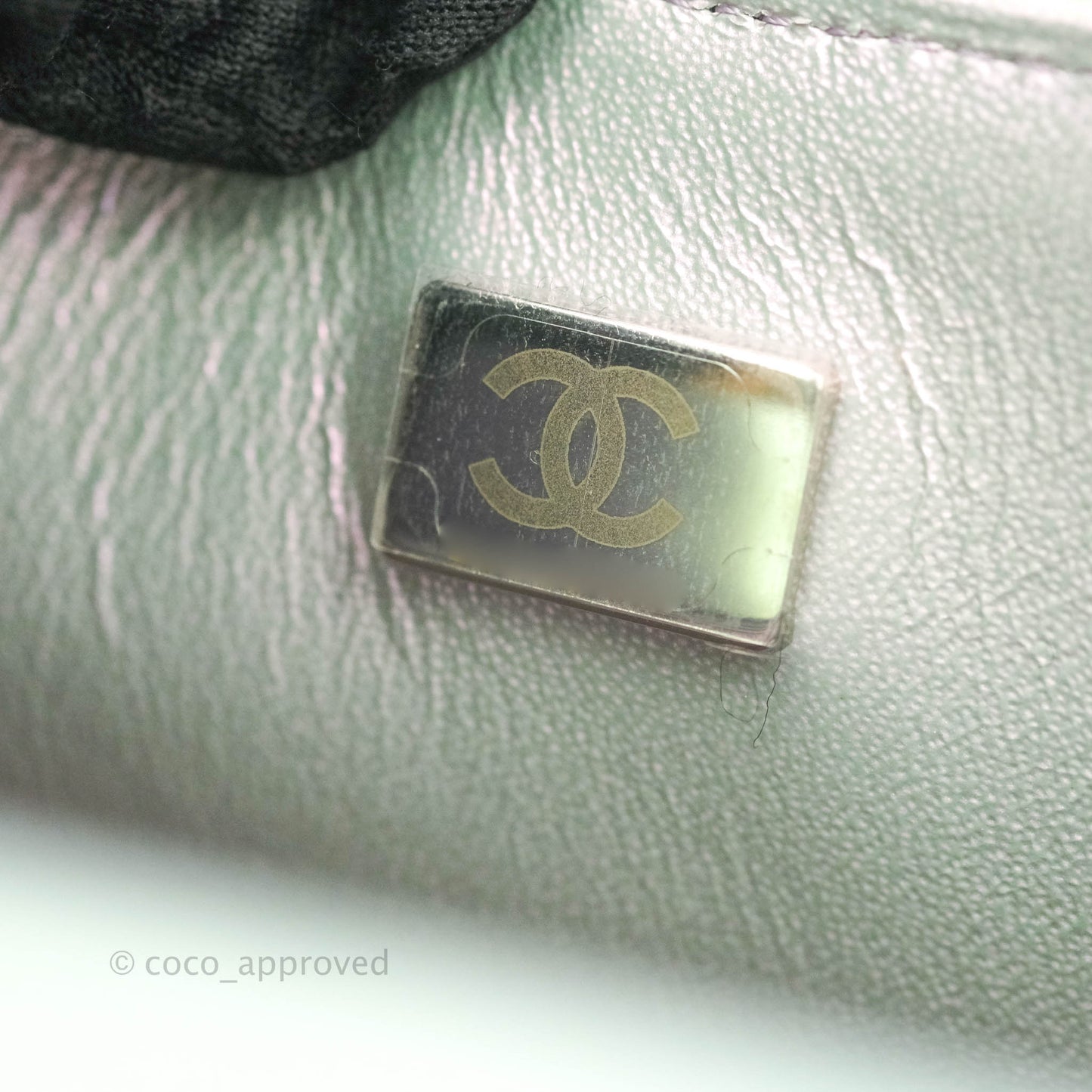 Chanel Mini Square Quilted Iridescent White Lilac Silver Hardware