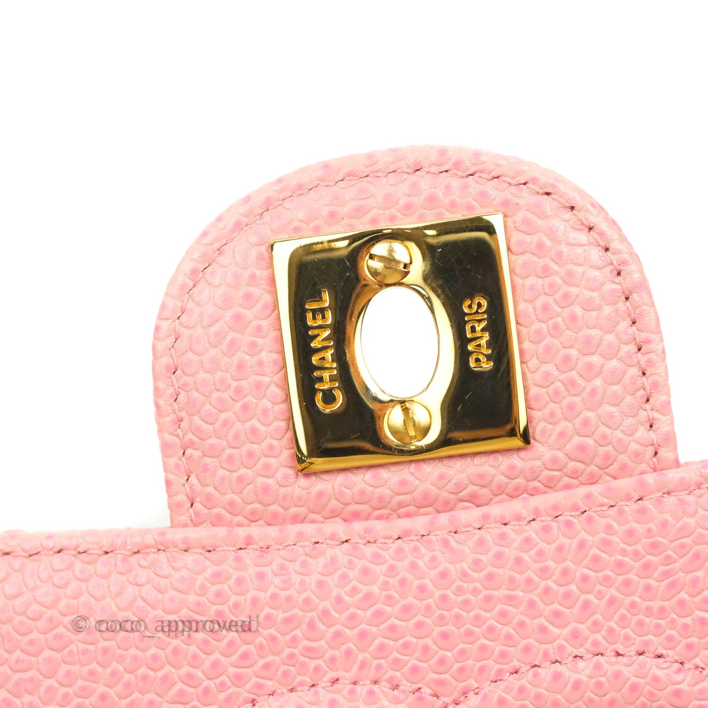 Chanel Vintage Quilted Mini Square Flap Pink Caviar 24K Gold Hardware