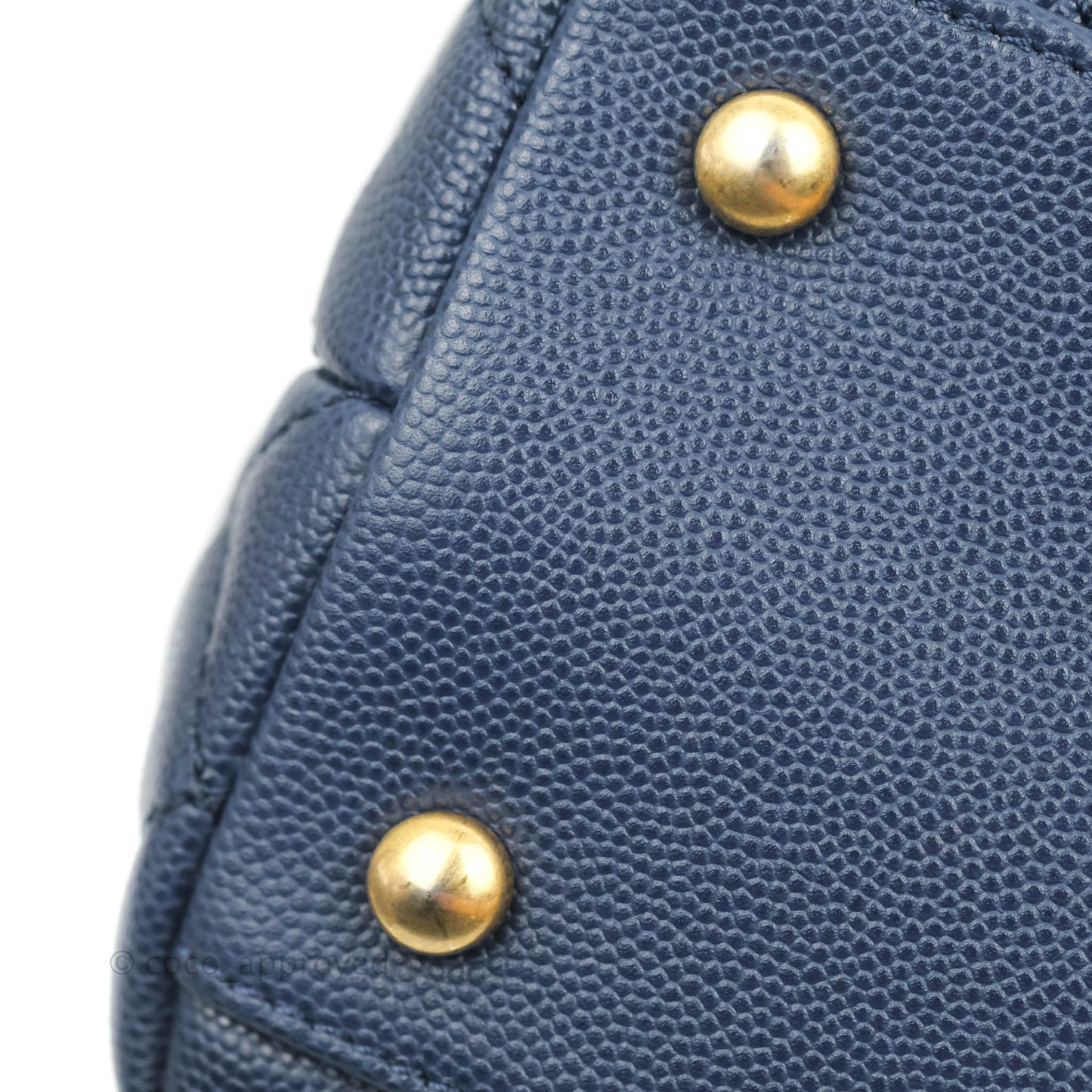 Chanel Medium (Small) Coco Handle Quilted Navy Caviar Lizard Handle Gold Hardware