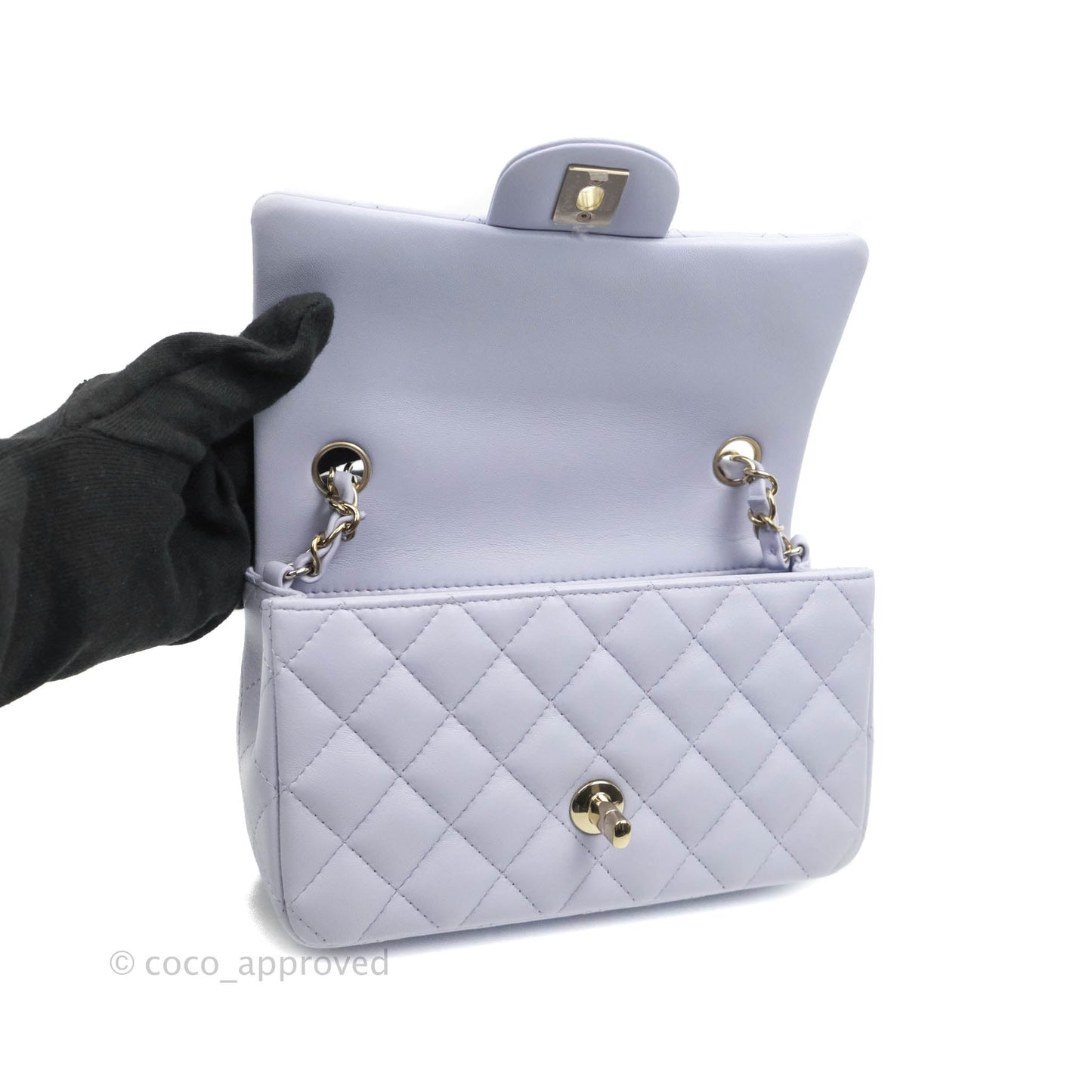 Chanel Quilted Mini Rectangular Lilac Lambskin Gold Hardware 21K