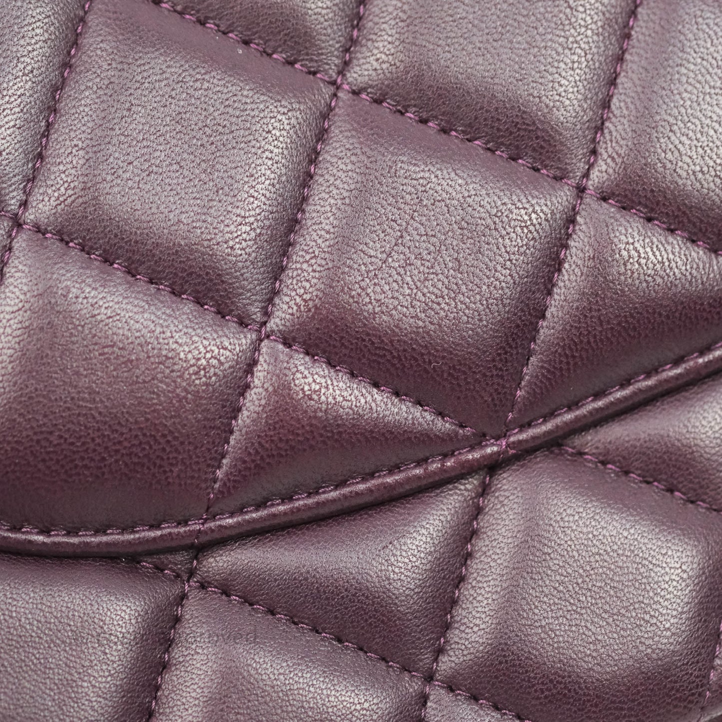 Chanel Quilted Jumbo Double Flap Plum Lambskin Gun Metal