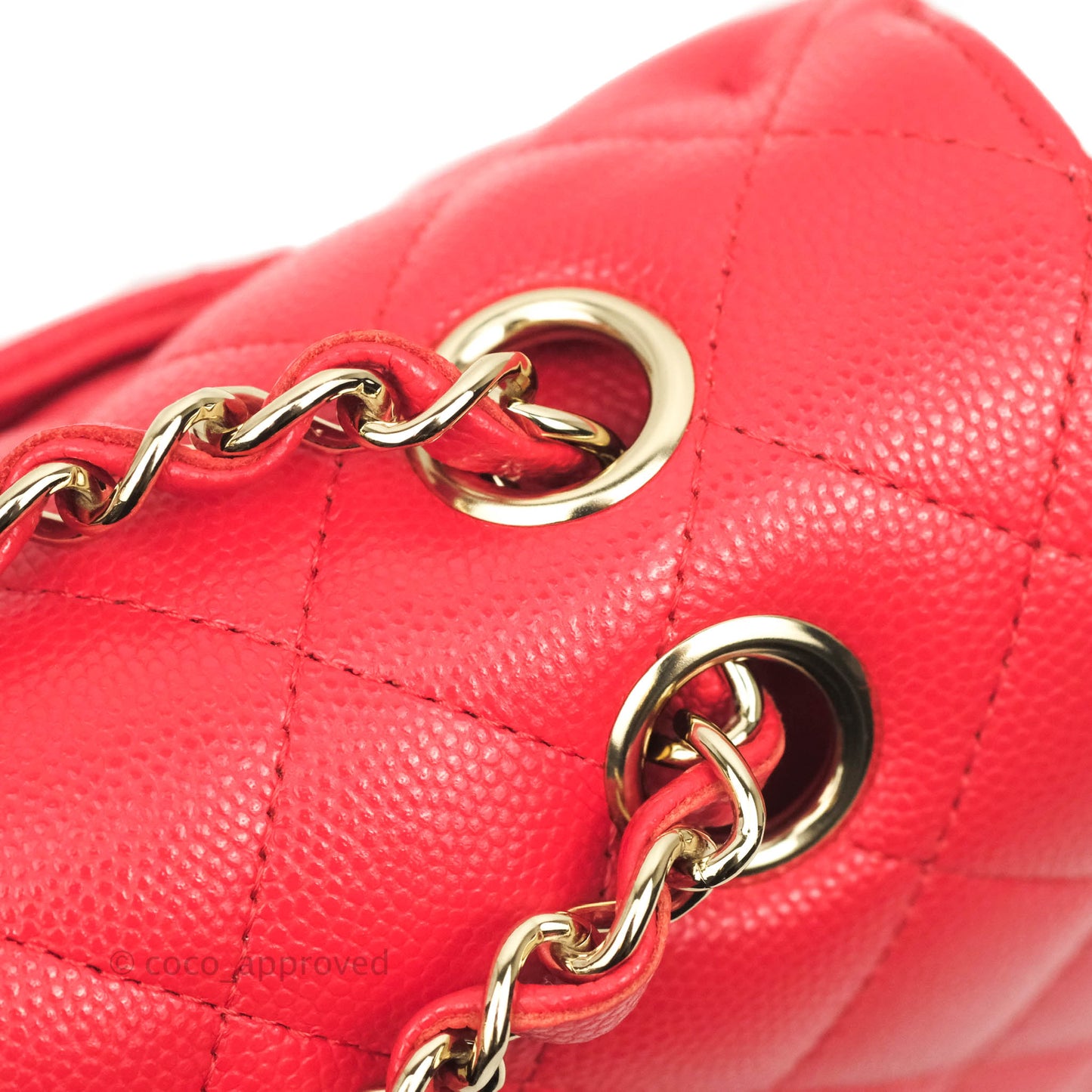 Chanel Classic M/L Medium Double Flap Chilli Red Caviar Gold Hardware 19C