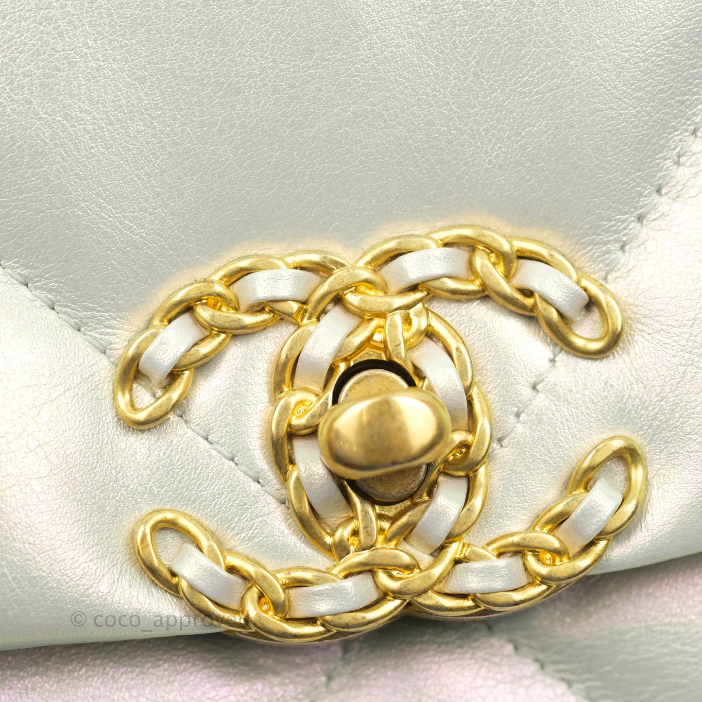 Chanel 19 Small Iridescent White Mixed Hardware