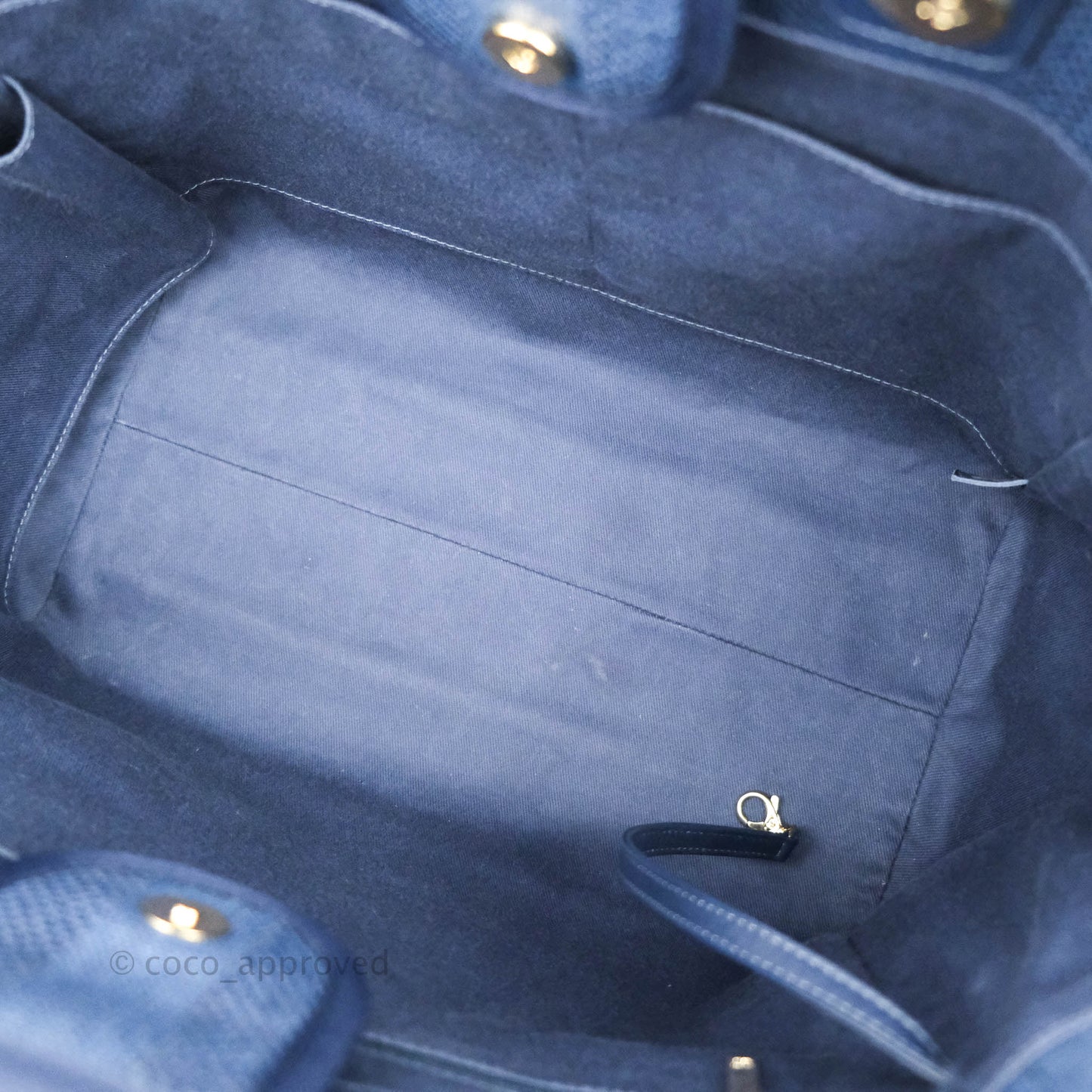 Chanel Large Deauville Navy Blue Canvas Gold Hardware