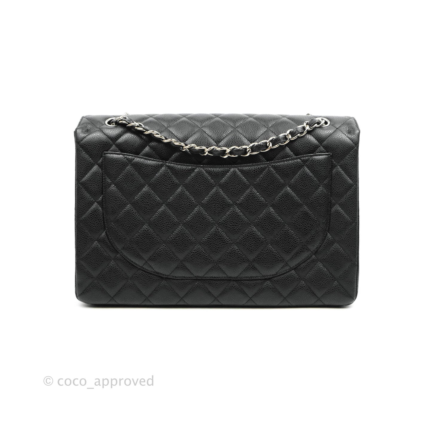 Chanel Single Flap Maxi Caviar Black Silver Hardware